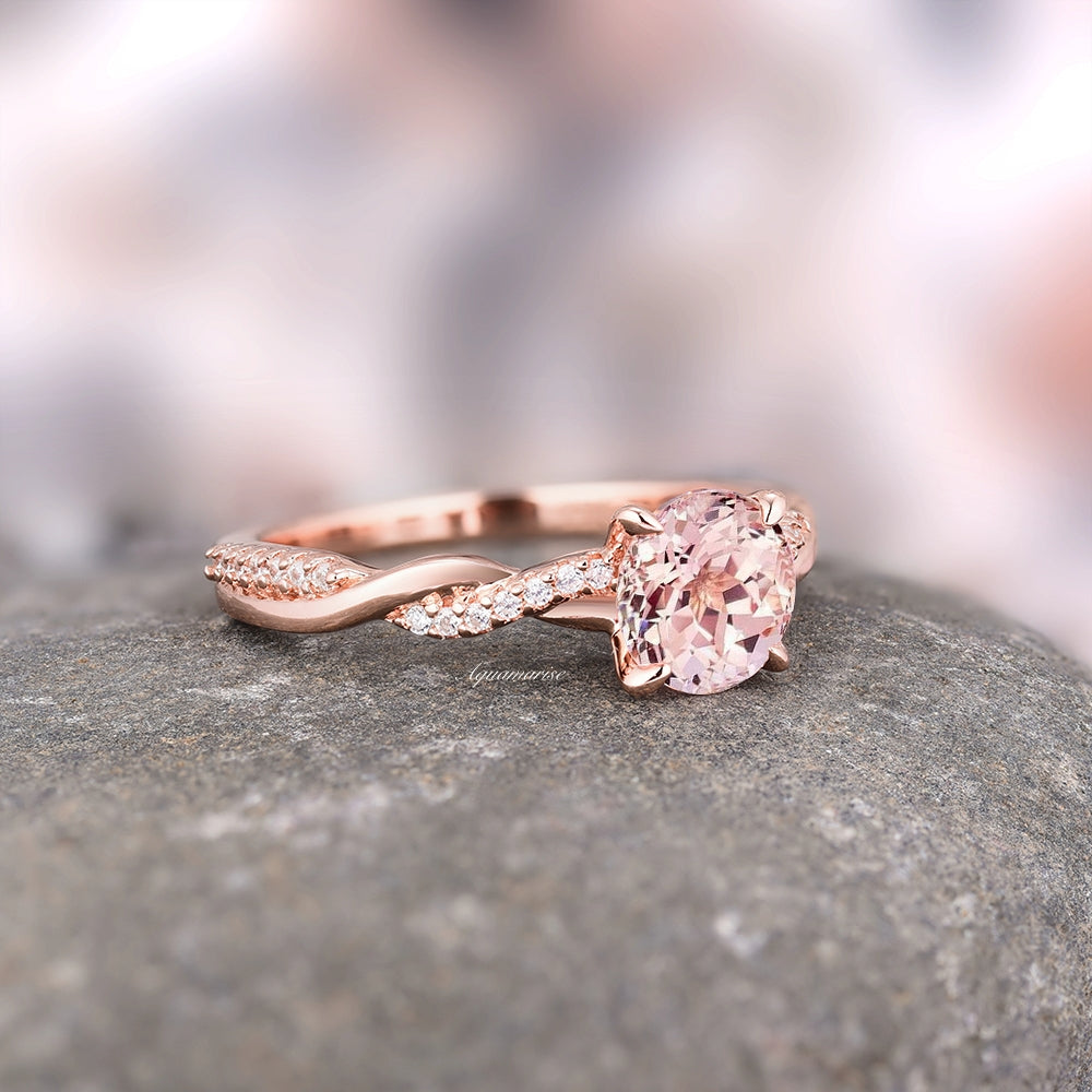 Sophia Twisted Vine Morganite Ring - 14K Rose Gold Vermeil Engagement Ring for Women, Perfect for Valentine's Day, Anniversary & Proposal Gifts