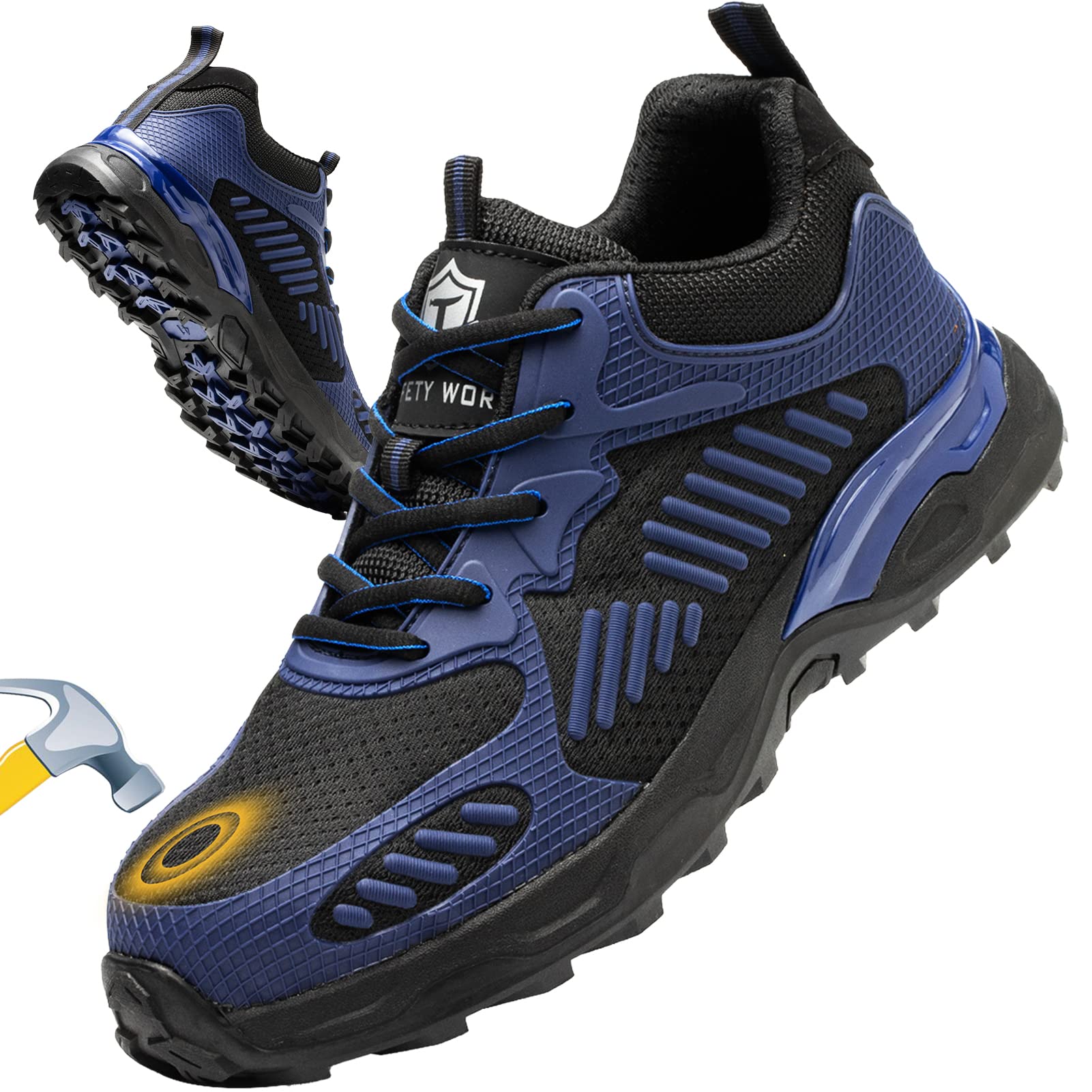 Steel Toe Work Boots for Men & Women - Comfortable, Breathable & Lightweight Safety Shoes - Durable for Construction, Warehouse & Outdoor Work