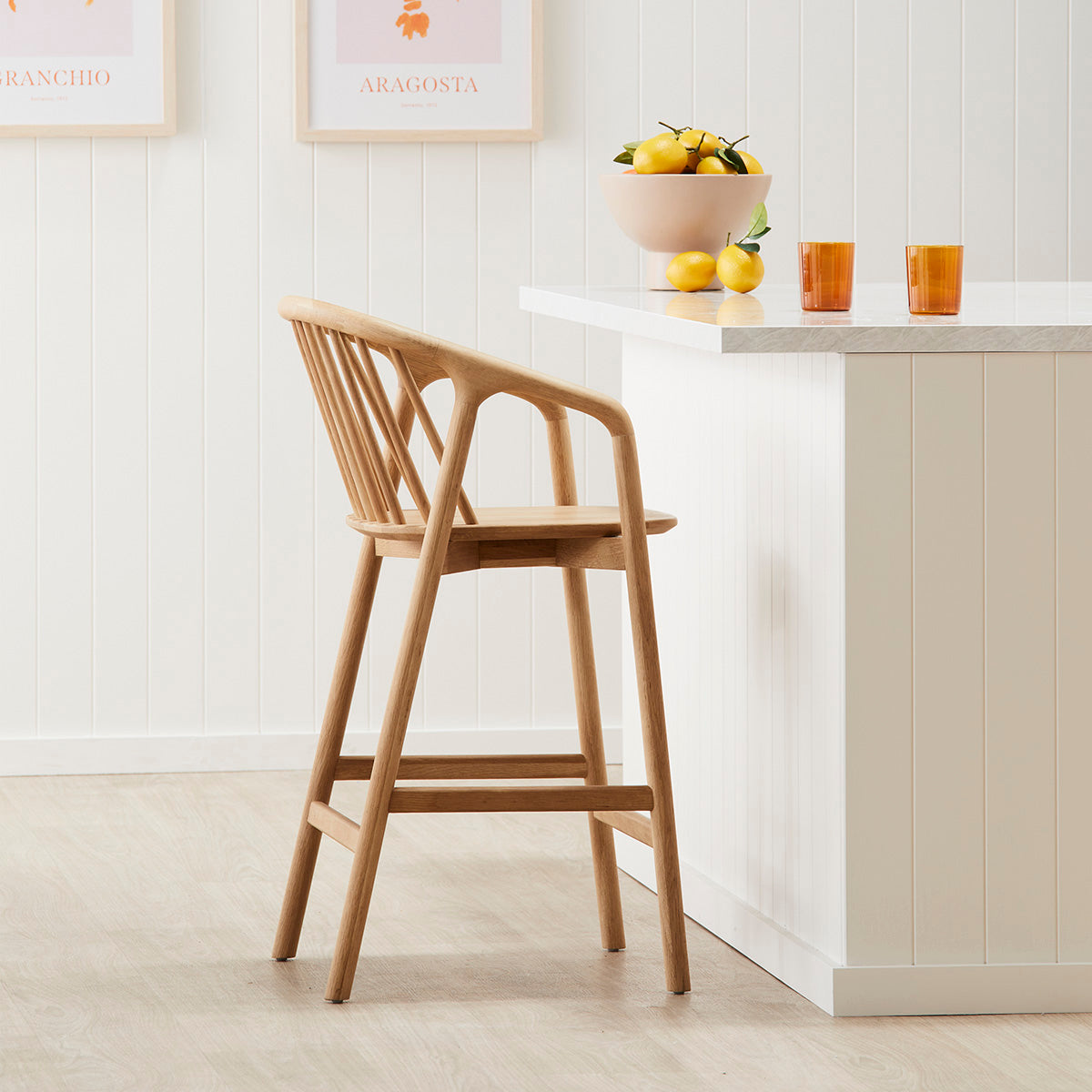 Lake Timber Bar Stool - Rustic Wooden Counter Height Stool for Kitchen Island, Breakfast Bar & Pub - Adjustable Height & Durable Construction