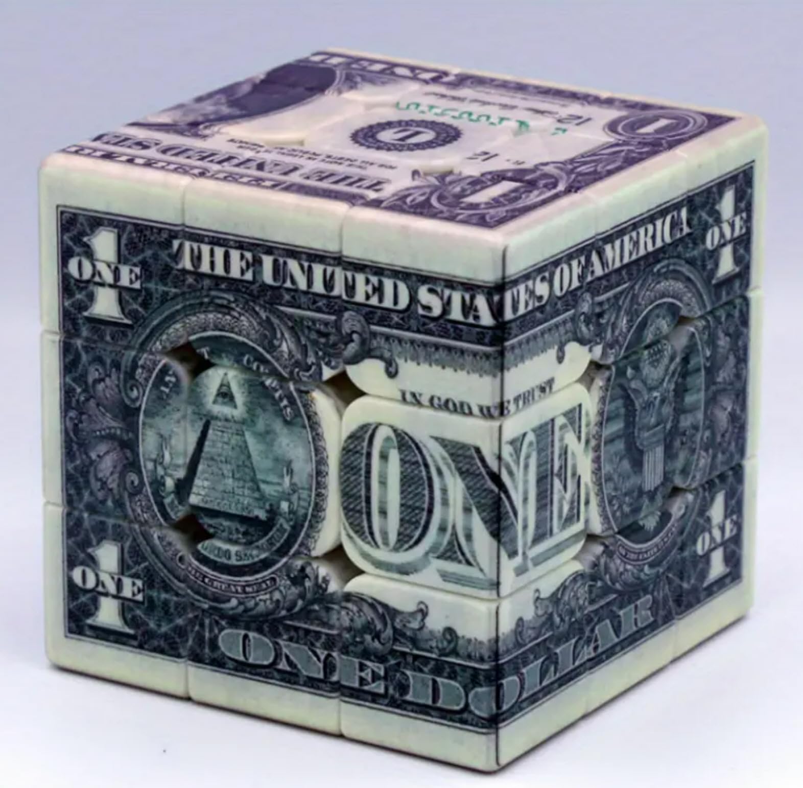 3x3 Speed Cube with Dollar Bill Pattern - Fast Turning Magic Cube Puzzle for Teens & Adults - 5.6cm/2.2