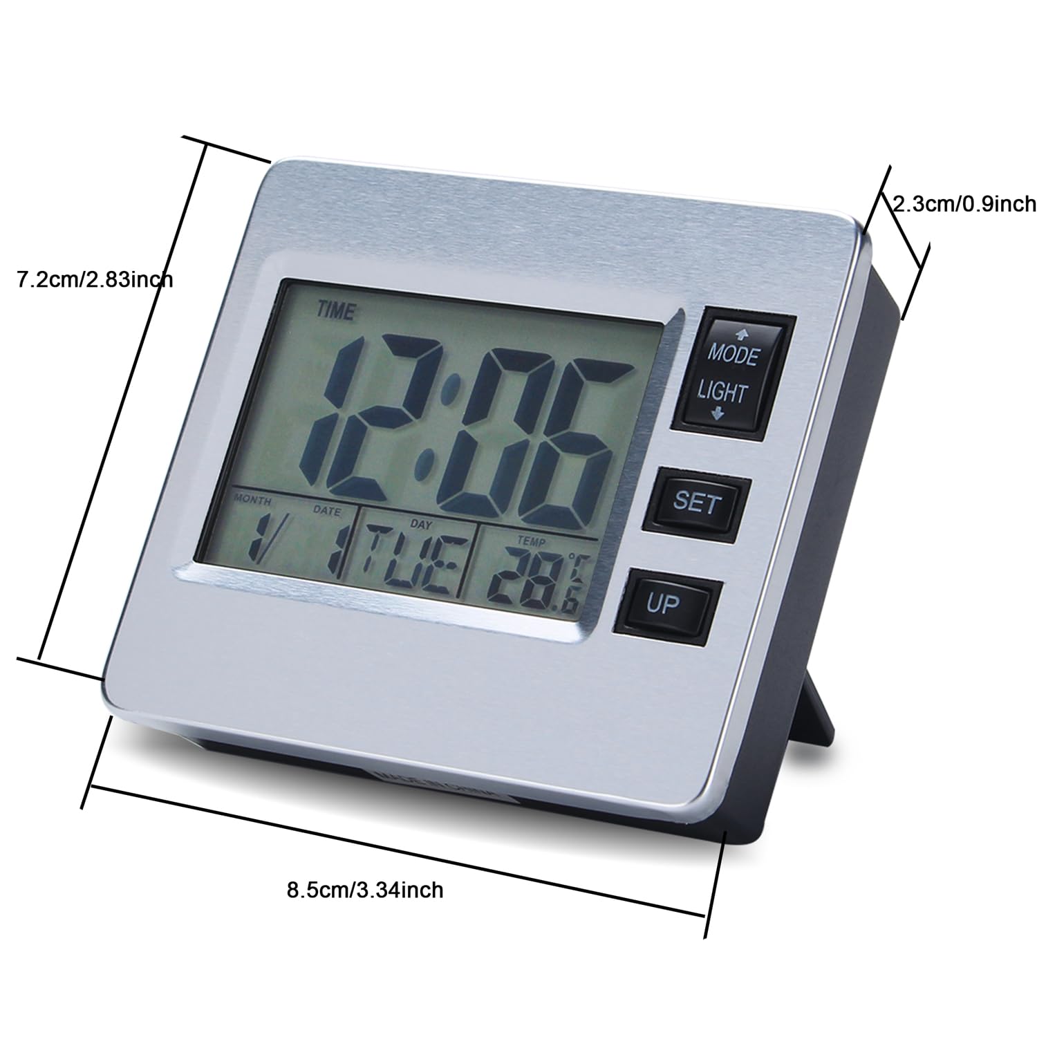 Digital Alarm Clock with 12/24 Hour Format, Date & Week Display, LCD Backlight - Battery Operated Desk Clock for Kitchen, Office, Bedroom | Indoor Thermometer & Timer Function | Perfect for Home, Office, and Senior Use
