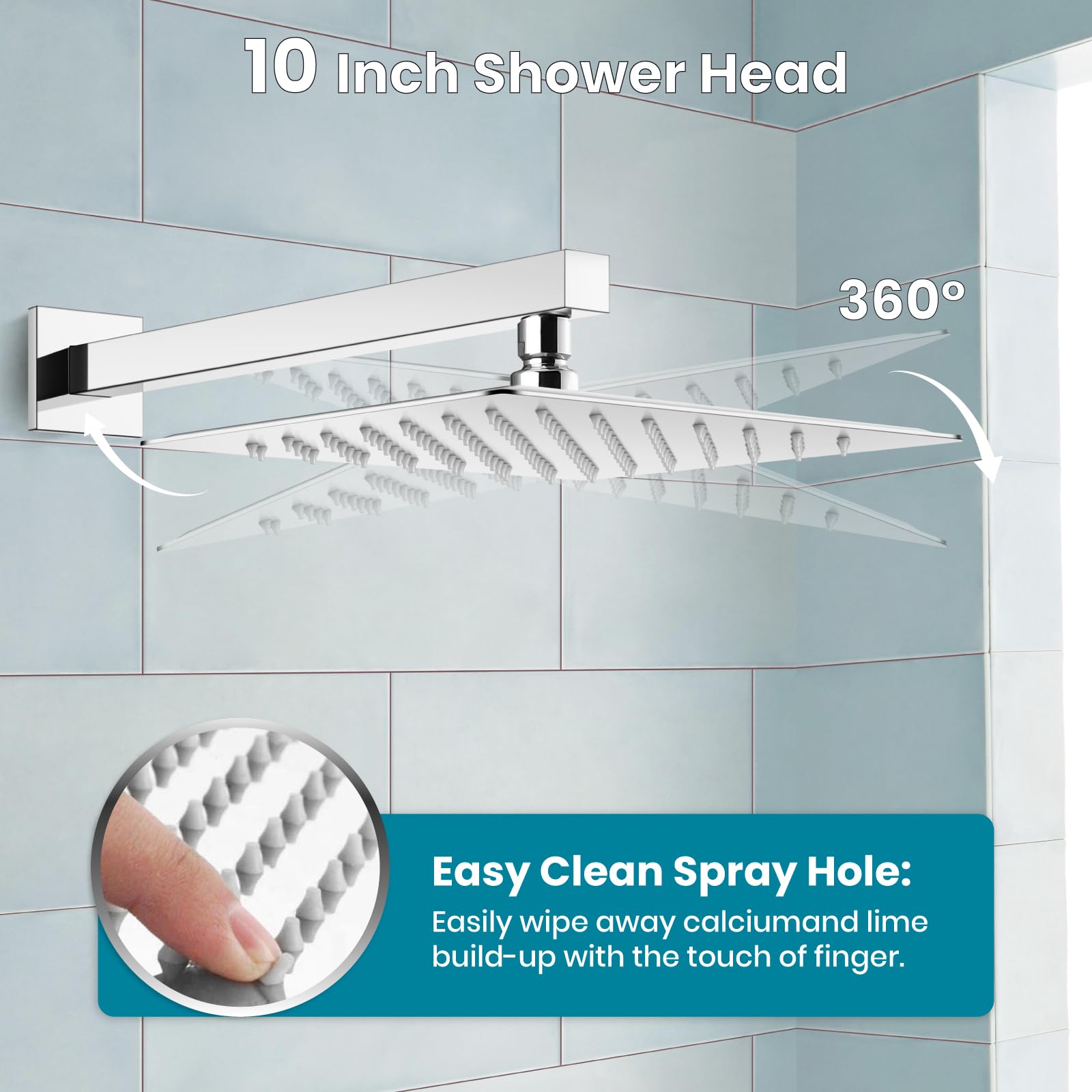 Gotonovo 3-Function Wall Mounted Shower System Set with Rainfall Shower Head, Handheld Spray & Tub Spout - 10 Inch Polish Chrome Shower Faucet Combo & Rough-in Valve Trim Kit for Bathroom Renovation & Spa Experience