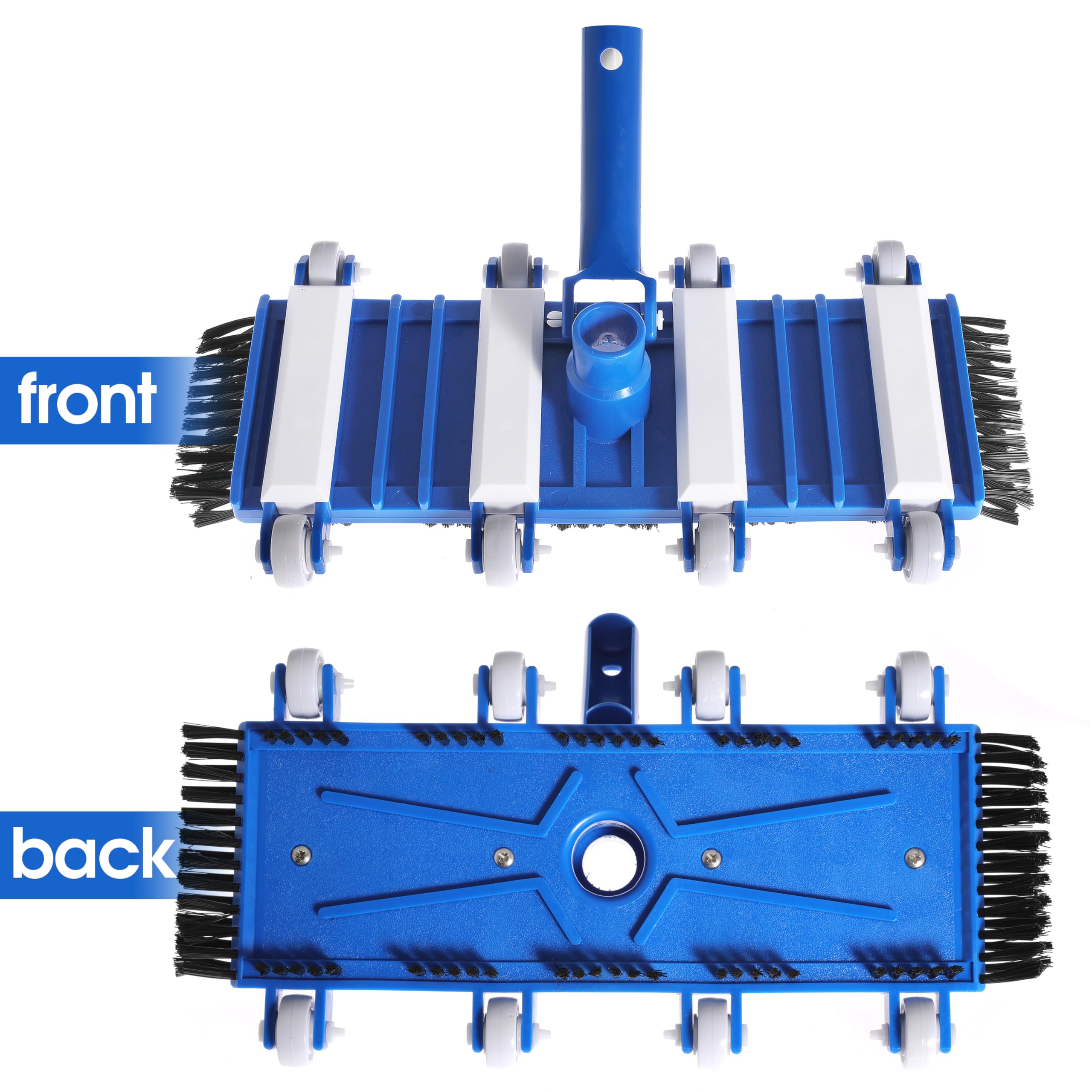 14 Inch Heavy Duty Flexible Pool Vacuum Head with Side Brushes - Compatible with 1-1/4