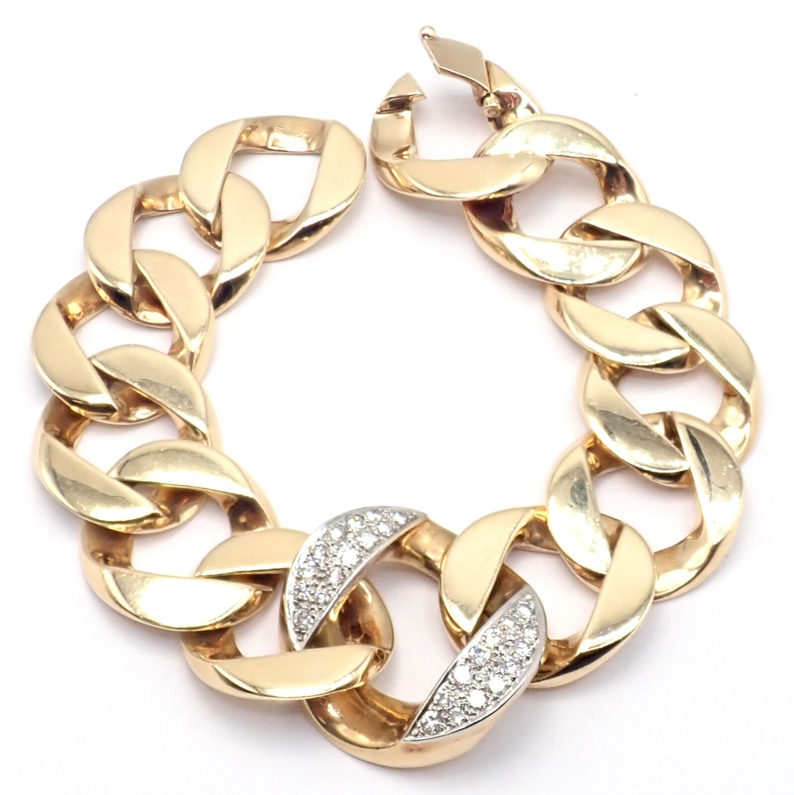 Vintage Tiffany & Co 14k Yellow Gold Diamond Heavy Curb Link Bracelet - Luxury Jewelry Gift for Women, Perfect for Weddings & Special Occasions
