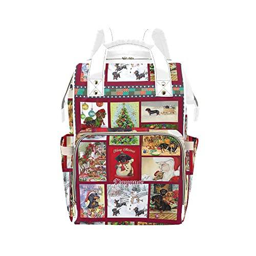 Waterproof Christmas Dog Diaper Backpack with Name - Mummy Nursing Nappy Bag, Baby Gift Tote for Women - Perfect for Holiday Travel, Pet Care & Mom Essentials