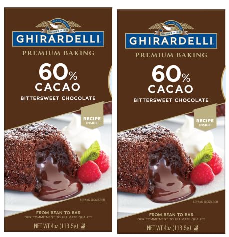 Premium 60% Cacao Bittersweet Chocolate Baking Bars - Pack of 2 Boxes (4 oz Each) - Ideal for Baking, Desserts & Gourmet Recipes