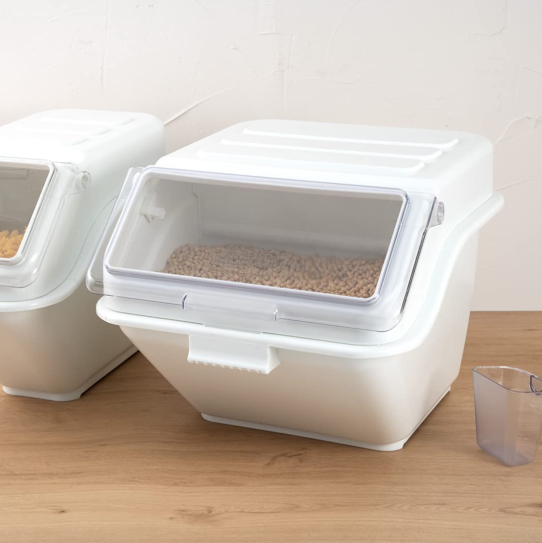 Restaurantware Met Lux 13 Gallon Food Storage Bin with Lid & Measuring Scoop - Stackable White Plastic Ingredient Container for Flour, Sugar & Bulk Foods | Commercial Kitchen & Pantry Organization Solution