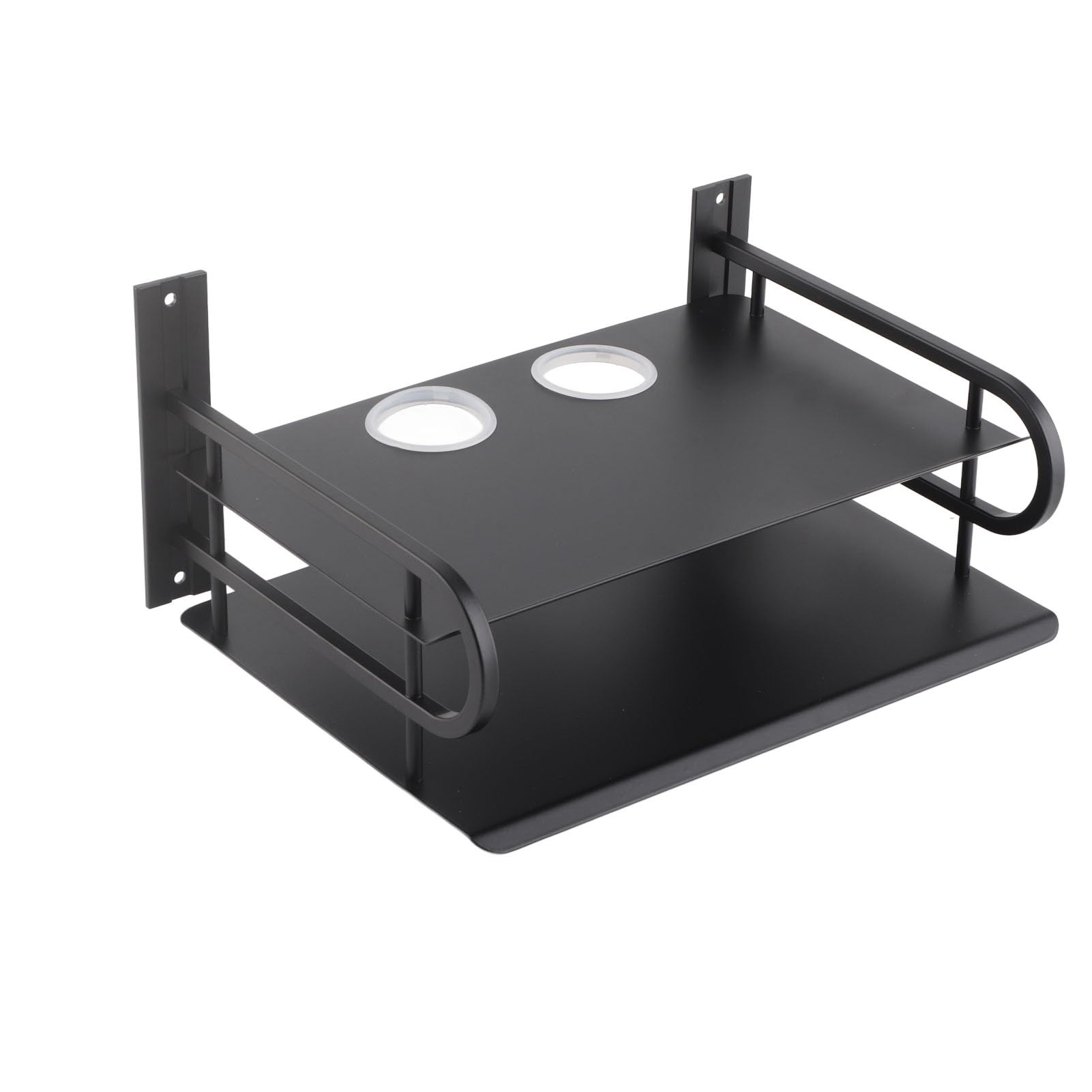 Wall Mount DVD Shelf - Double Layer Floating Wall Shelf for TV Box, Router & Cable Organizer - Space Saving Home Decor for Living Room & Bedroom