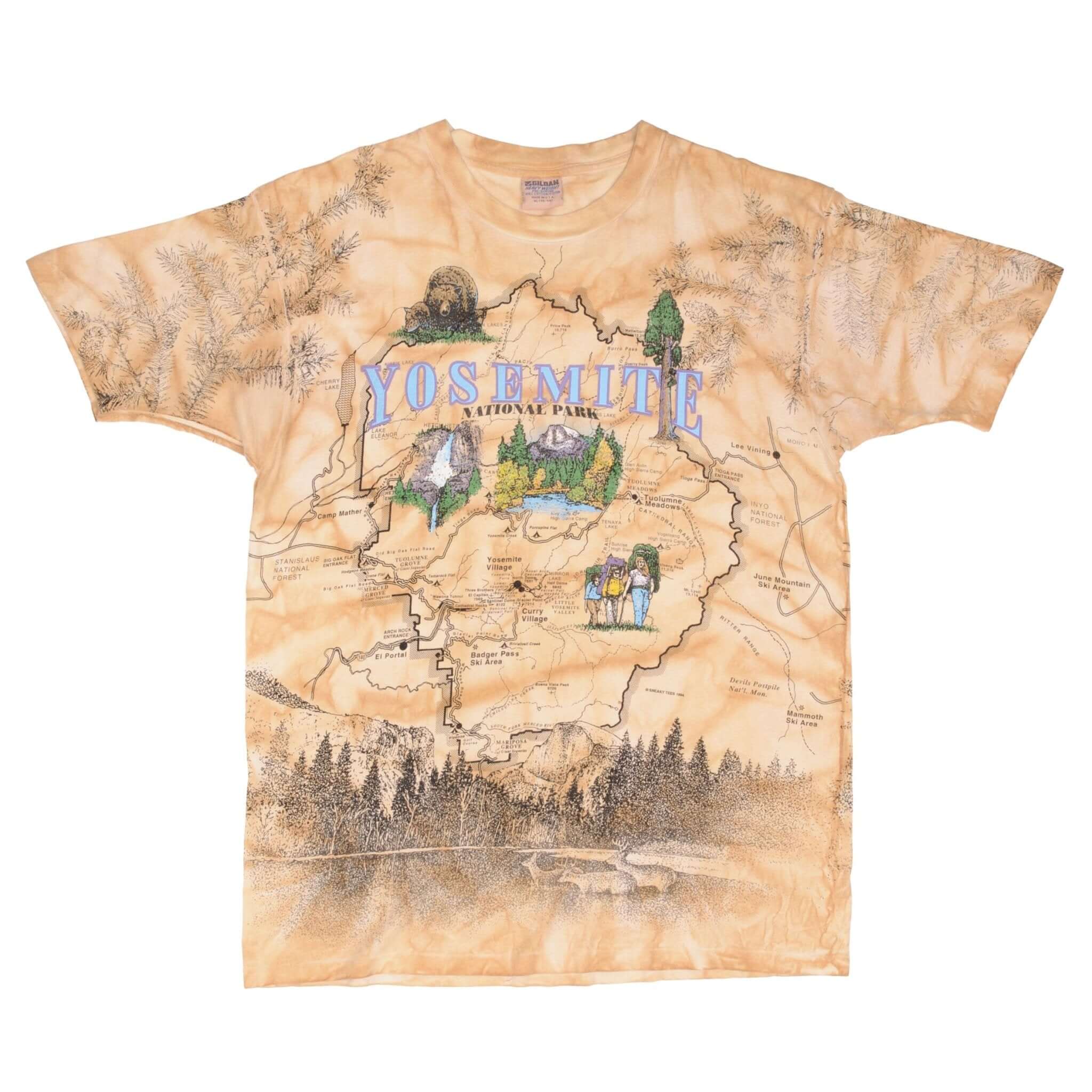 Vintage 1994 Yosemite National Park All Over Print T-Shirt XL - Made in USA - Perfect for Hiking, Camping & Outdoor Adventures