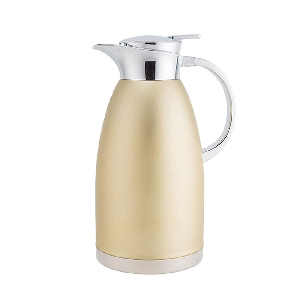 Premium Stainless Steel Vacuum Insulated Water Bottle - 2.3L Double Wall Thermo Pitcher for Coffee, Tea & Cold Drinks | Leakproof Travel Carafe with Handle | Ideal for Home, Office, Hotel & Outdoor Adventures (Gold)