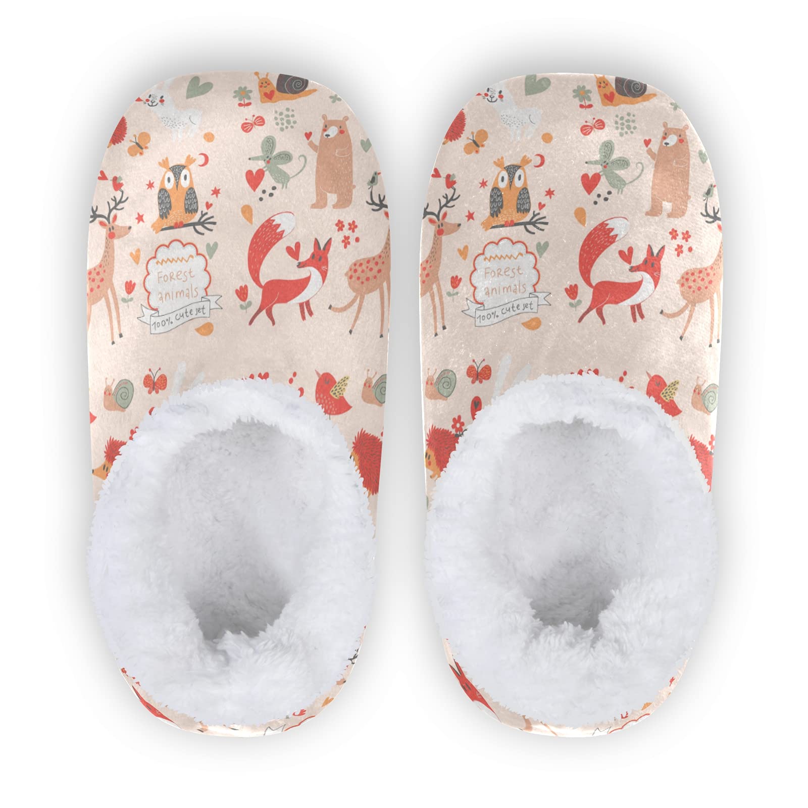 Women's & Men's Red Fox Deer Soft Cozy Sock Slippers - Non-Slip Fuzzy House Shoes with Animal Print for Home, Office & Indoor Use - Perfect Gift for Winter Comfort