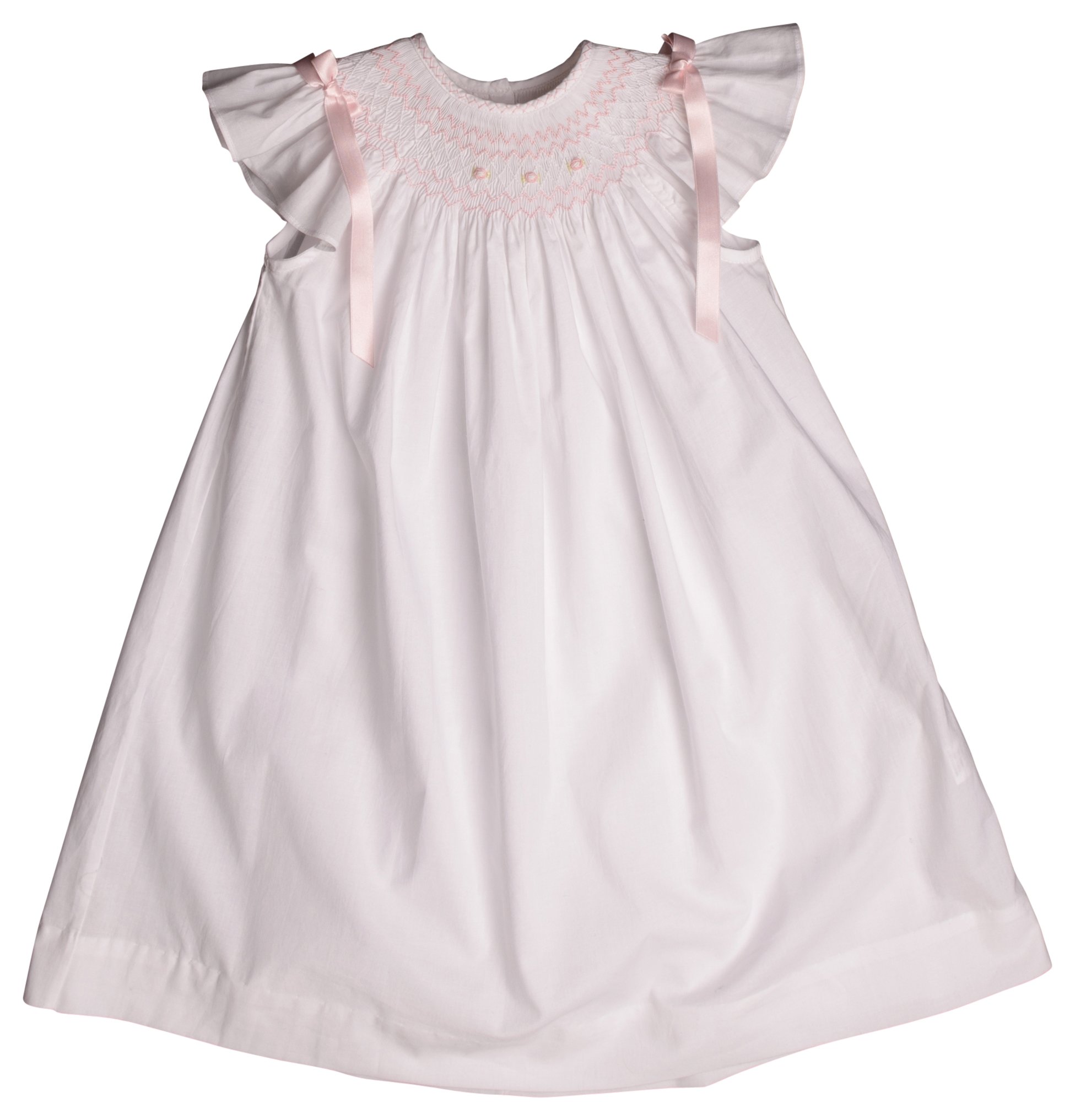 Easter Smocked Dress for Toddler Girls - Floral Lace White & Pink Flower Girl Dress - Perfect for Easter Sunday, Spring Parties & Special Occasions