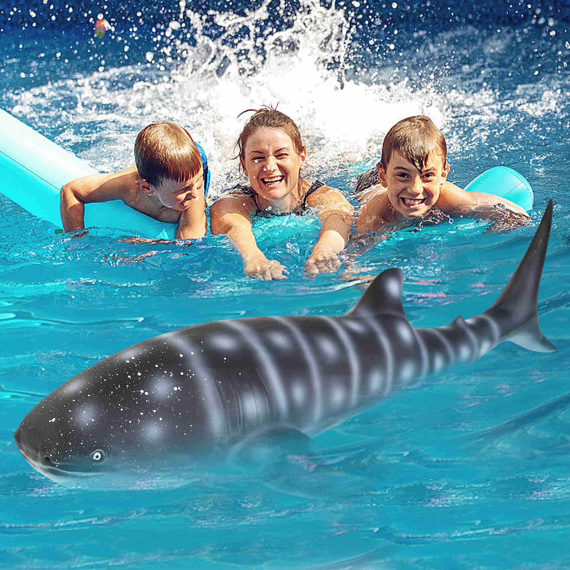23-Inch Inflatable Shark Pool Float - Giant Realistic Swimming Shark Toy for Kids Ages 3-8 - Perfect for Summer Pool Parties, Beach Vacations & Backyard Water Play