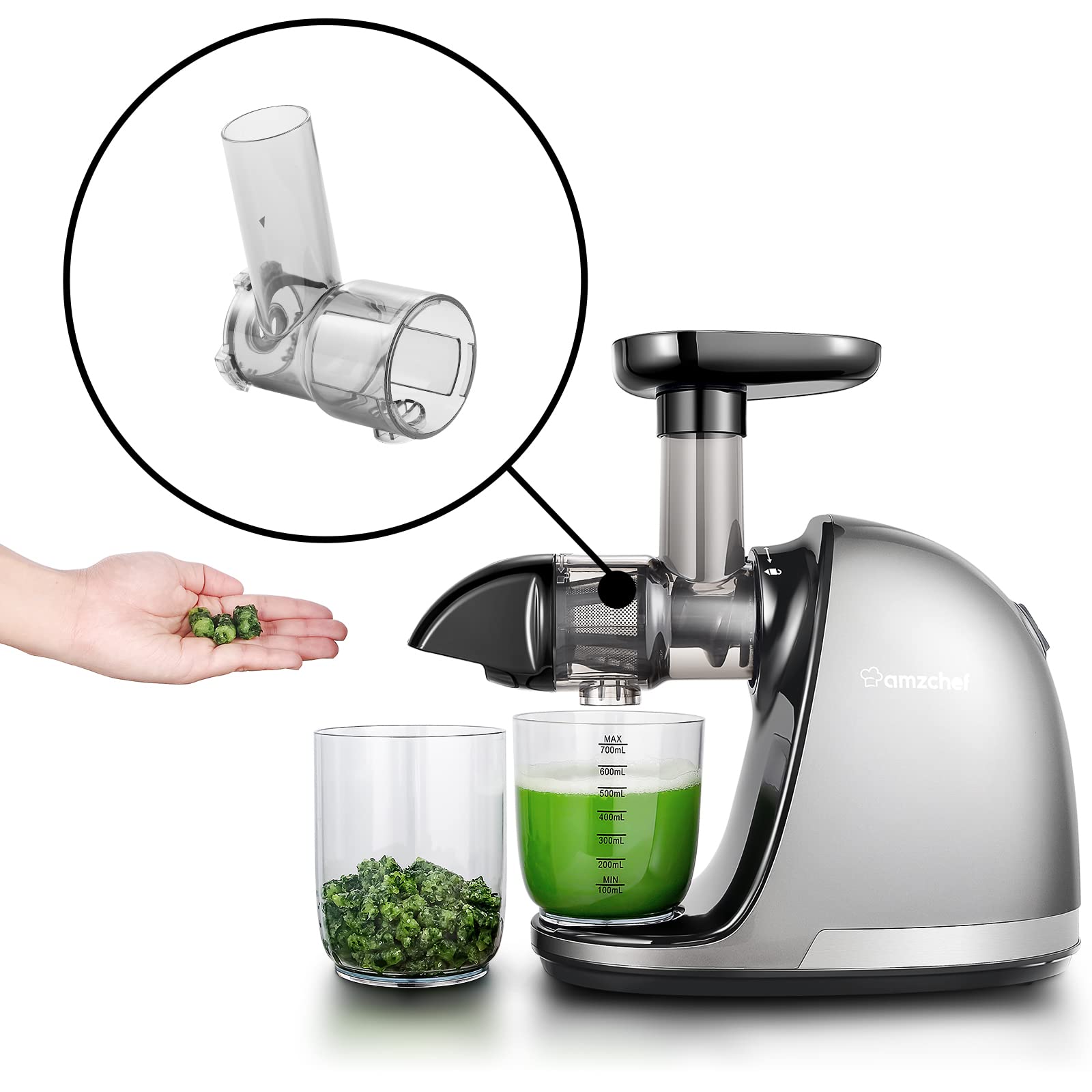 AMZCHEF Masticating Juicer Attachments - Slow Juicer Accessories Compatible with Models 1501 & 3001 | High Yield Cold Press Juicer Parts for Fruits & Vegetables | Perfect for Healthy Juicing at Home