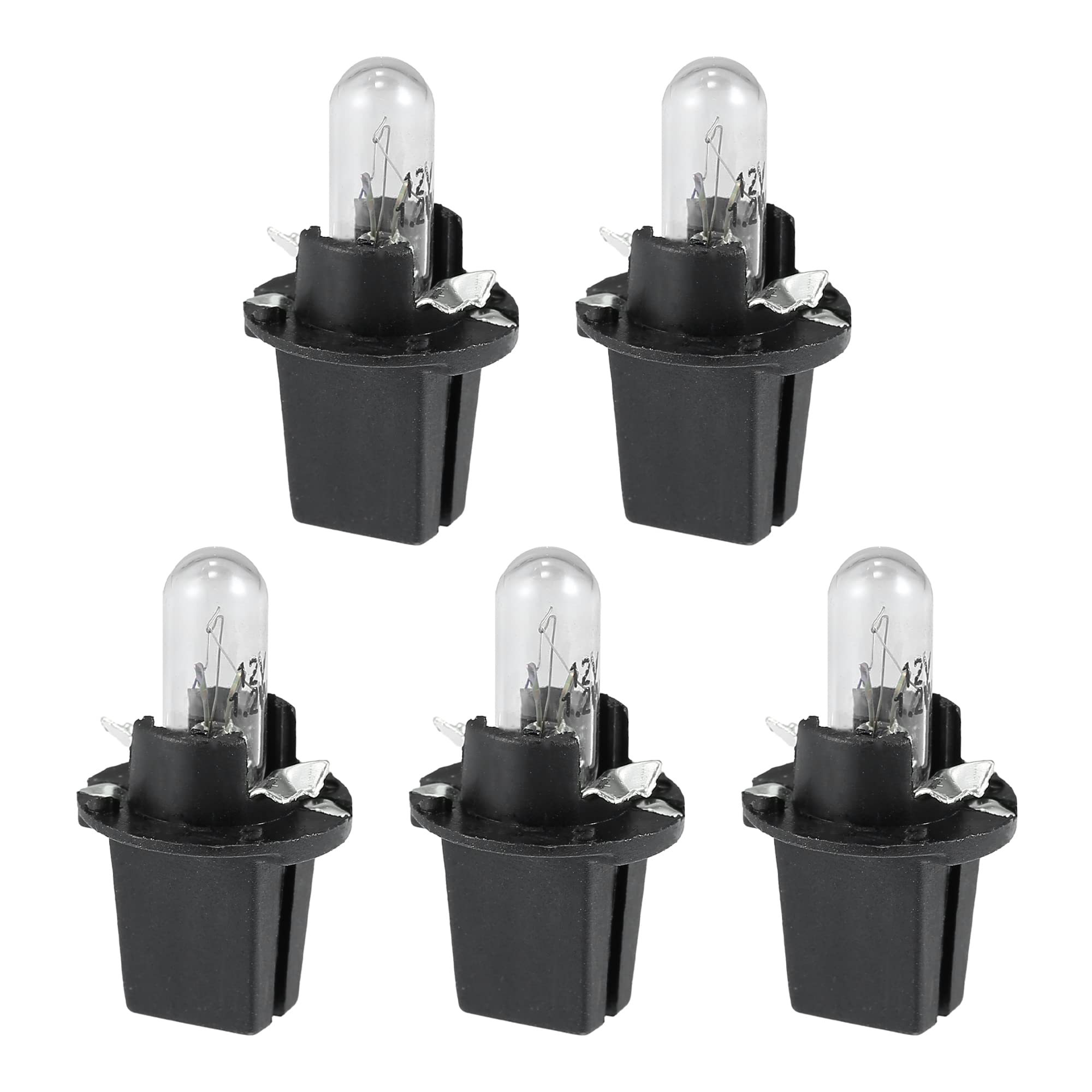 X AUTOHAUX 5-Pack 12V T5 Yellow LED Dashboard Light Bulbs (1.2W) - Twist Socket for Car Interior Lighting, Instrument Panel, Gauge Cluster & Map Lights