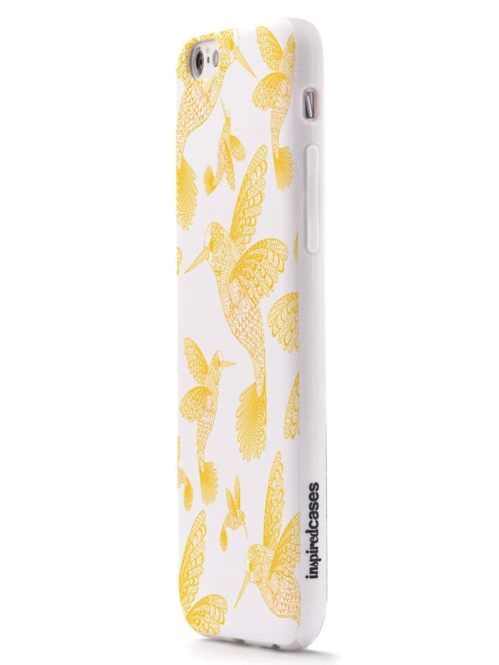 **Inspired Cases - iPhone 8 Case - 3D Textured Protective Cover for Apple iPhone 8 - Zentangle Hummingbirds Design - Yellow | Slim Fit, Shockproof & Scratch-Resistant - Perfect for Daily Use, Travel & Outdoor Activities**