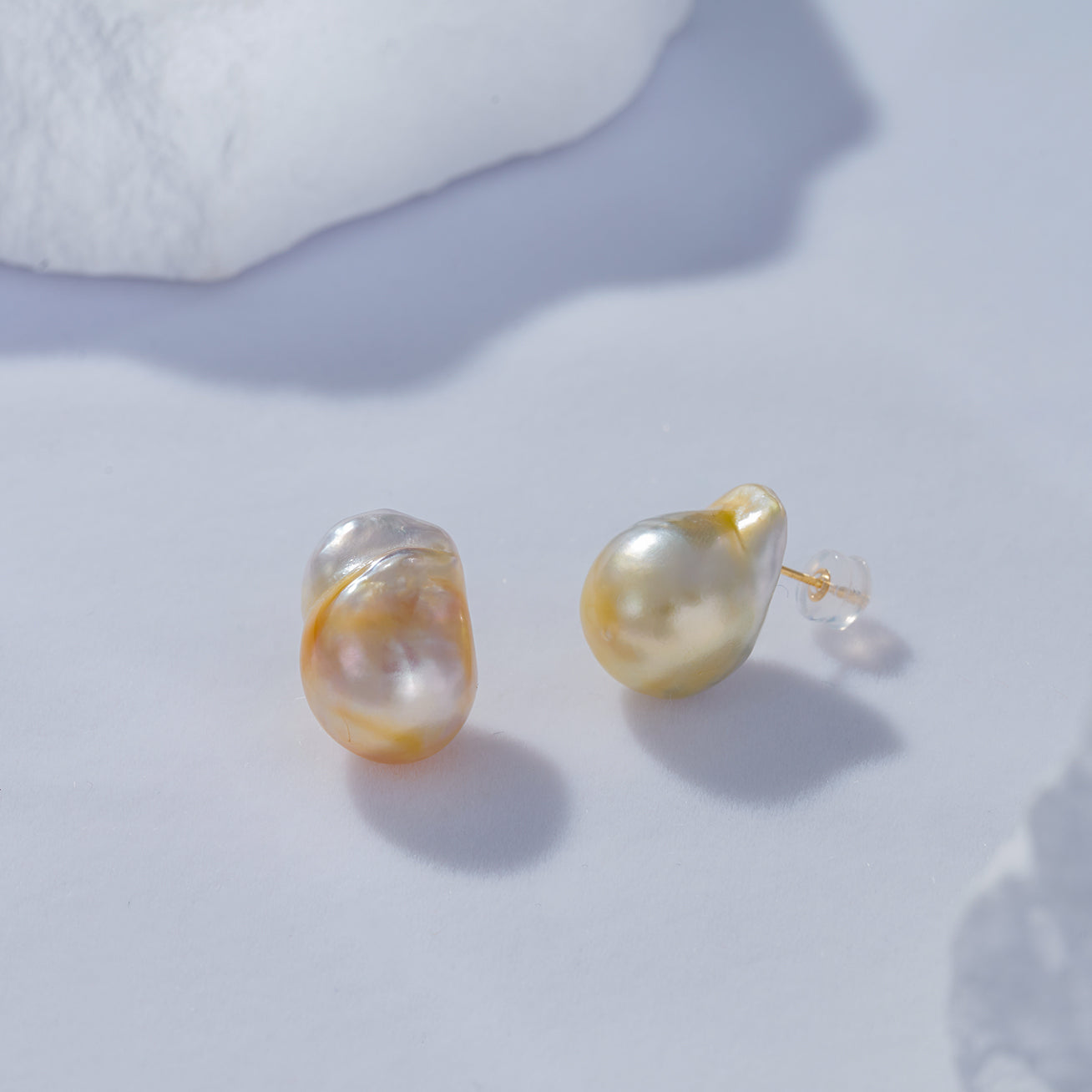 18K Gold Baroque Pearl Earrings for Women - Saltwater Cultured Pearls, Elegant Dangle Drop Jewelry Gift for Wedding, Party & Special Occasions