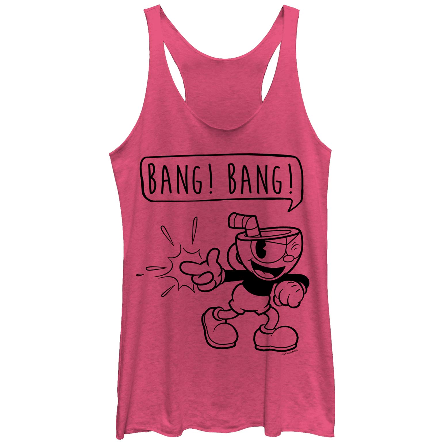 Women's Cuphead Bang Bang Racerback Tank Top - Retro Video Game Inspired Workout & Casual Wear for Women