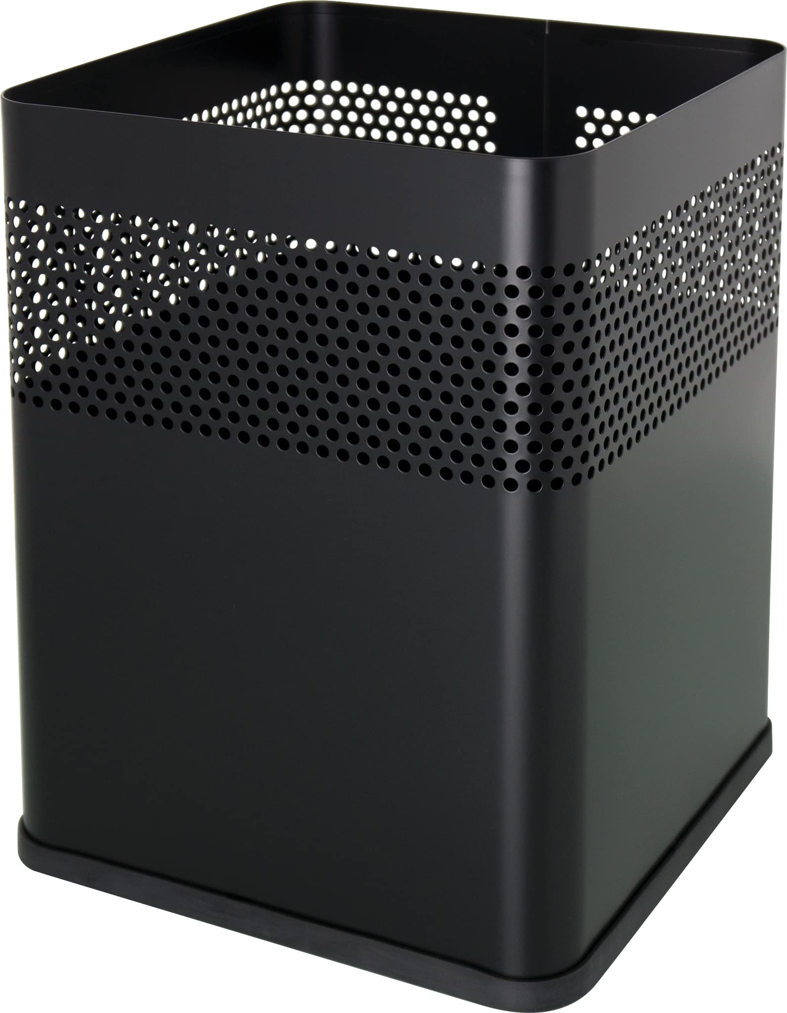 Black Square Metal Waste Paper Bin - 18L Capacity, Office & Home Trash Can for Recycling & Waste Disposal - Perfect for Desks, Bathrooms & Workspaces