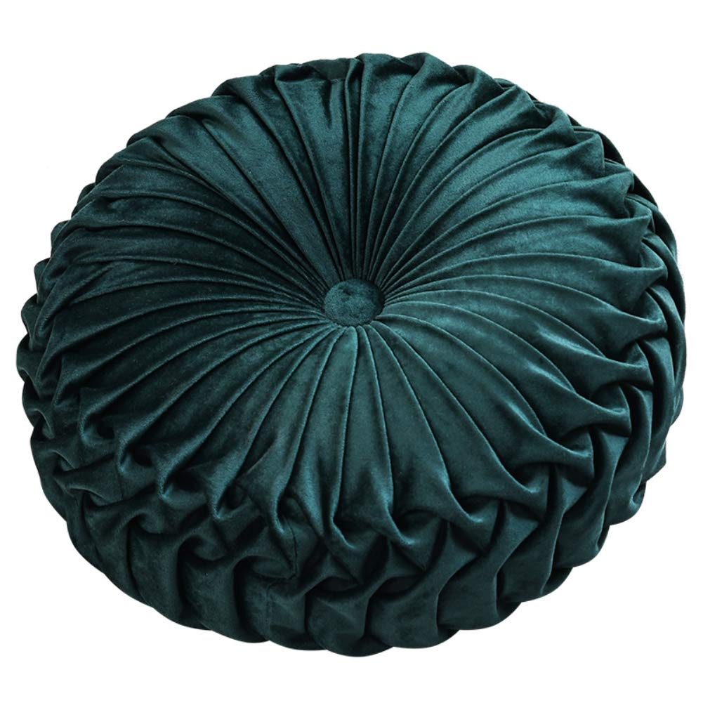Balems 15x15 Inch Round Throw Pillow - Velvet Pumpkin Pleated Decorative Cushion for Sofa, Couch, Chair, Bedroom & Car - Perfect for Living Room Decor, Floor Pillow & Cozy Home Accents