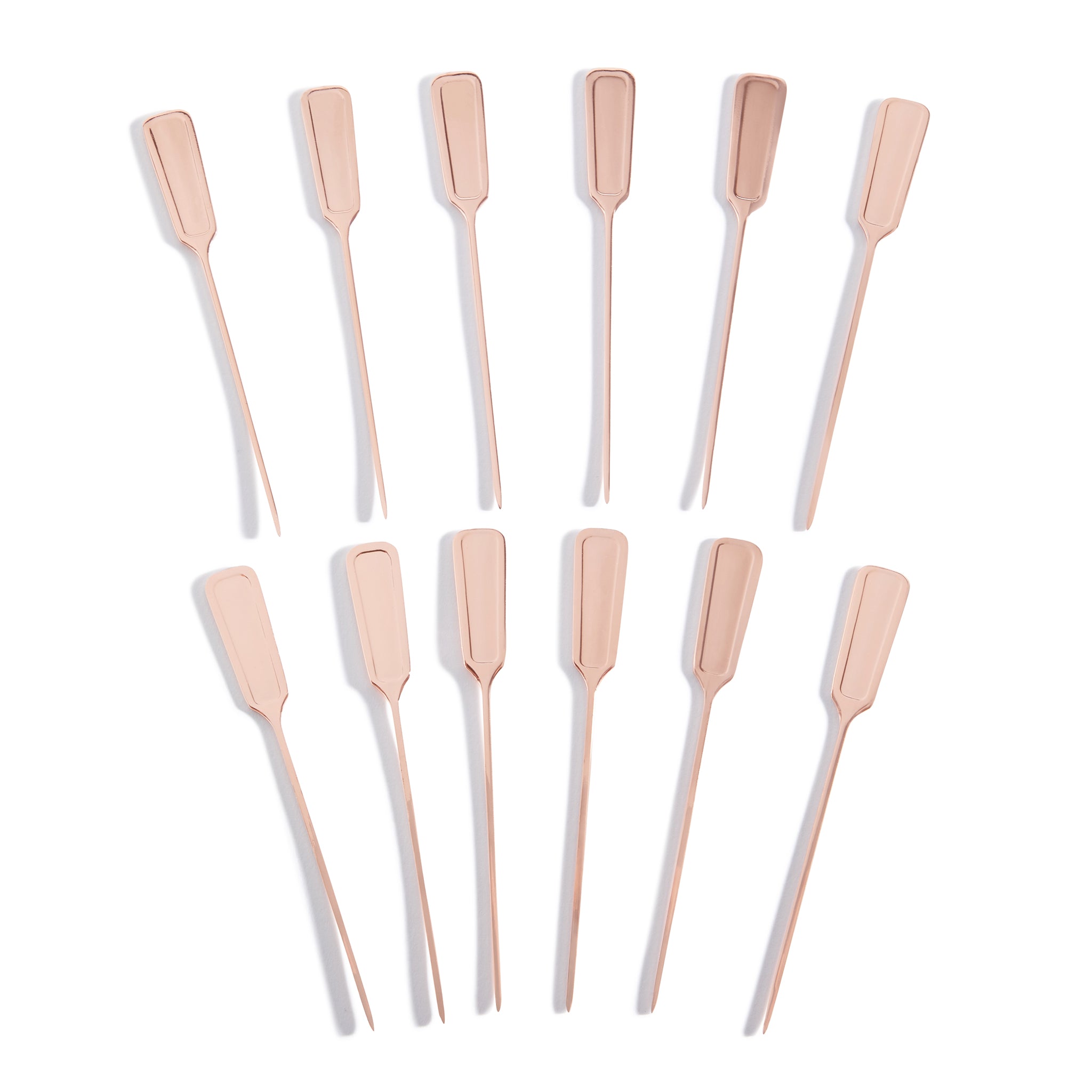 Premium Copper-Plated BROMLEY™ Cocktail Picks - Set of 12 for Martini Garnish, Appetizer Skewers & Party Drink Decorations