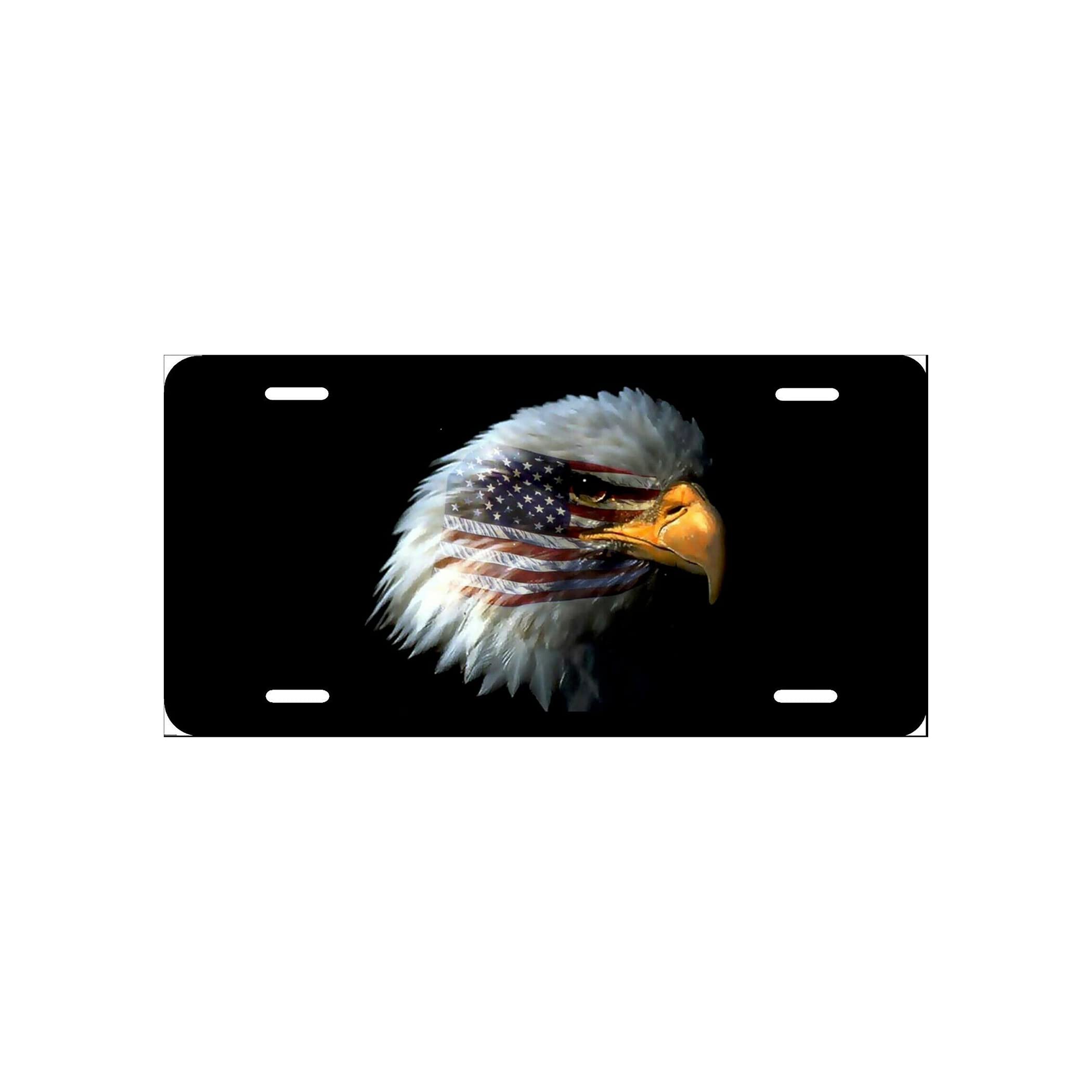 American Eagle License Plate Cover - 6x12 Inch Metal Aluminum Car Tag for Cars, Trucks & SUVs - Patriotic Eagle Design - Perfect for Road Trips, Tailgating & American Pride Decoration