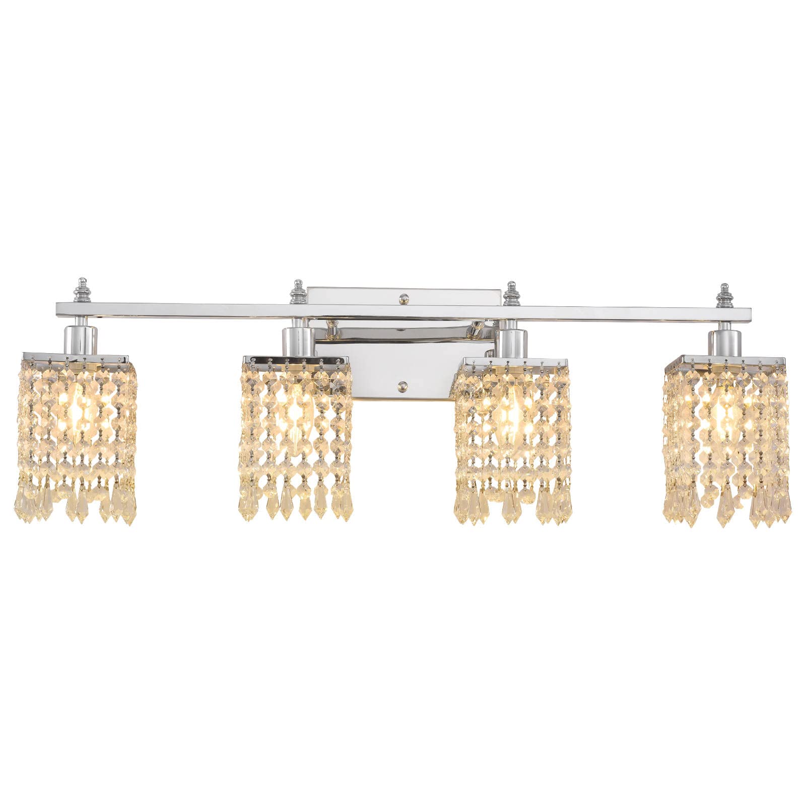 Modern Vanity Sconces 4-Lights Chrome & Crystal Bathroom Wall Light Fixture - Elegant Vanity Lighting for Mirror Illumination | Perfect for Bathroom, Dressing Room & Bedroom Makeup Area
