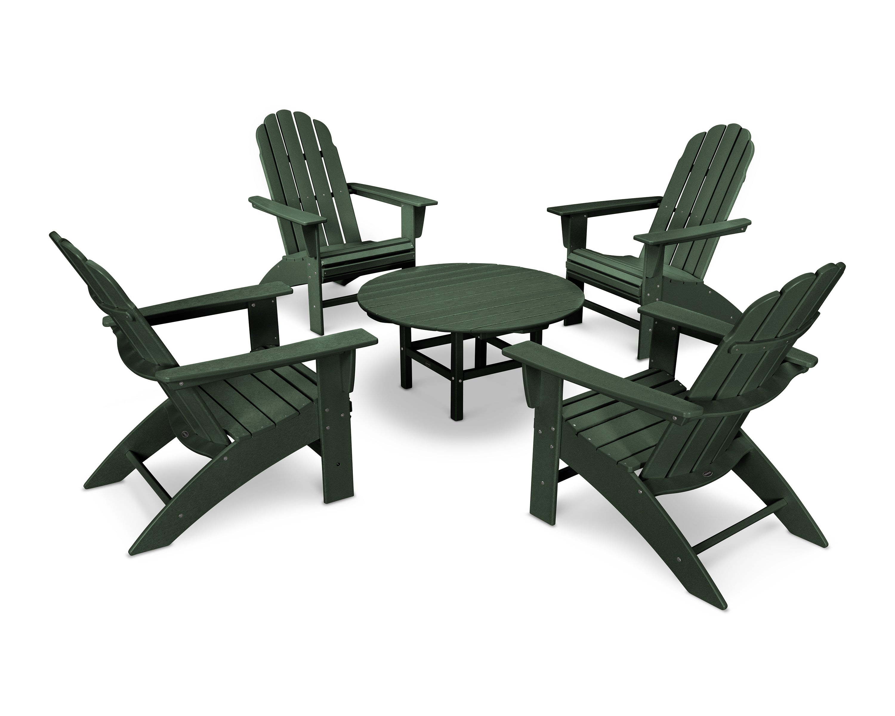 POLYWOOD Vineyard 5-Piece Oversized Adirondack Outdoor Patio Furniture Set - Perfect for Backyard, Poolside & Garden Relaxation