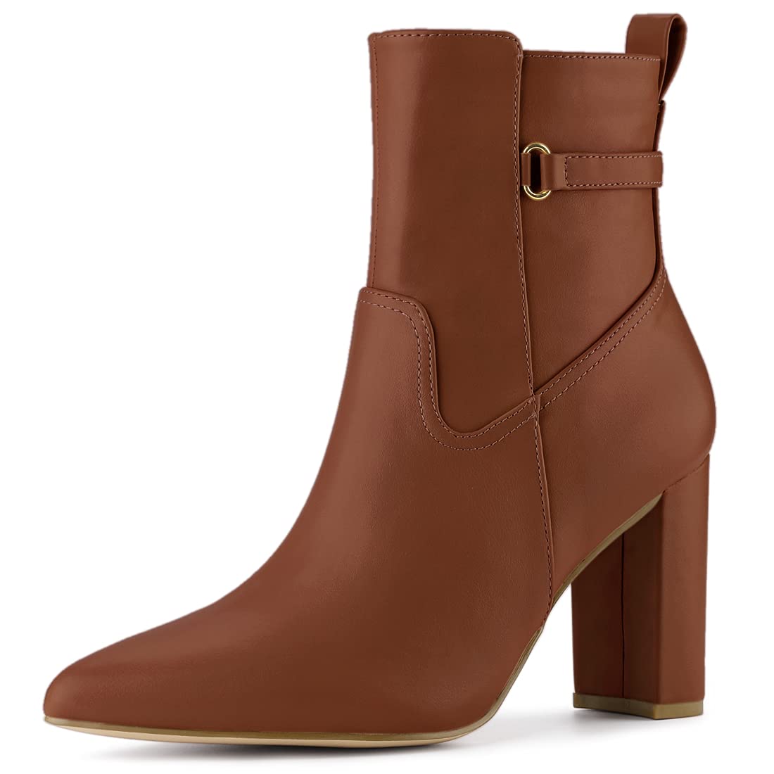 Allegra K Women's Chunky Heel Pointed Toe Ankle Boots - Stylish High Heel Booties for Office, Party & Night Out