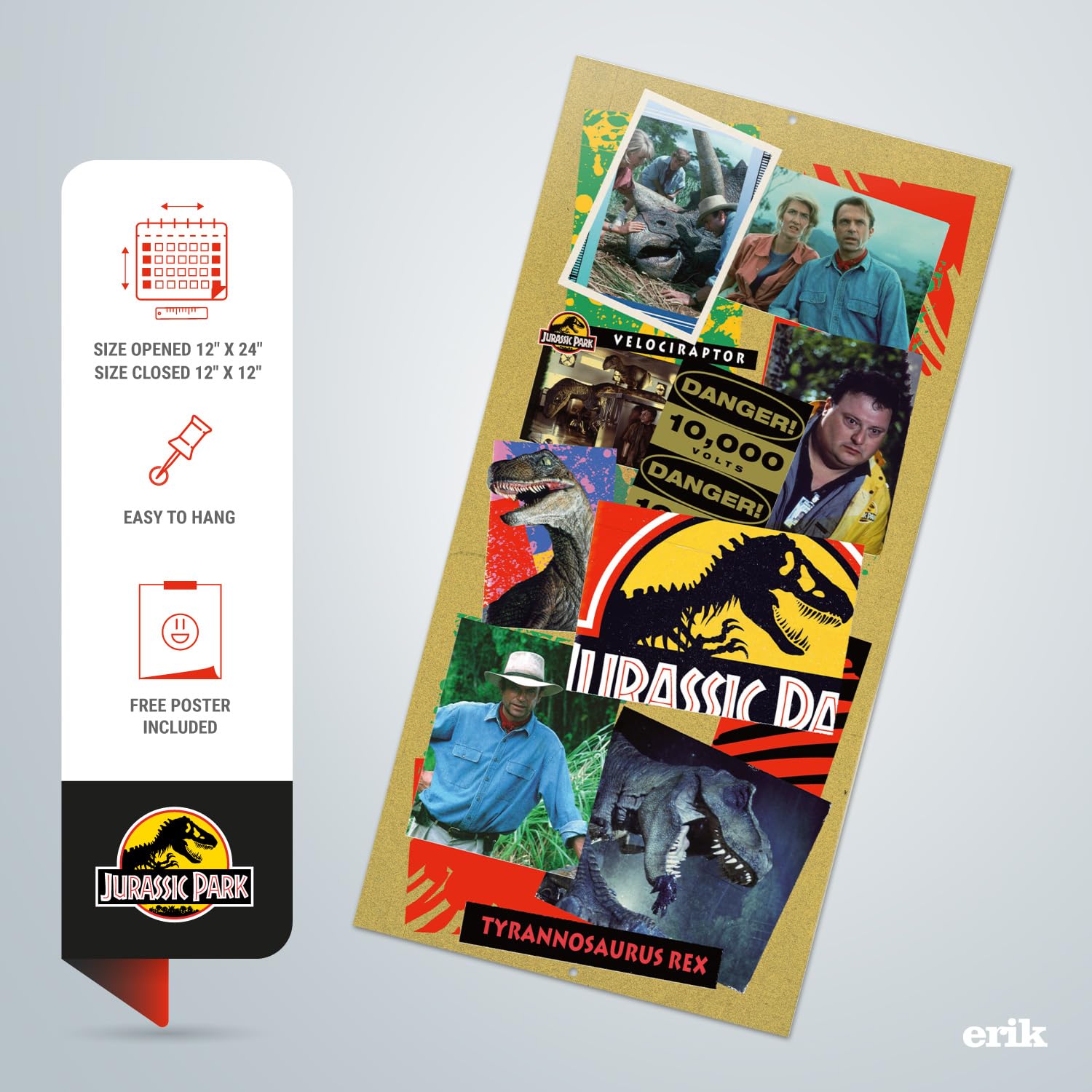 Jurassic Park 2025 Wall Calendar - 12