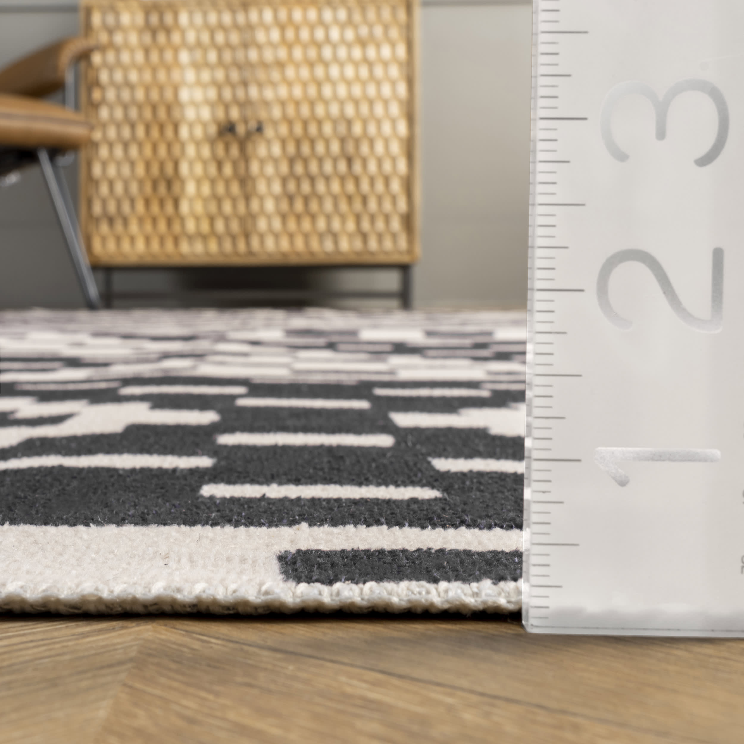 Alexis Trellis Washable Rug - Black | Non-Slip Indoor Outdoor Carpet | Perfect for Living Room, Bedroom, Patio & Entryway