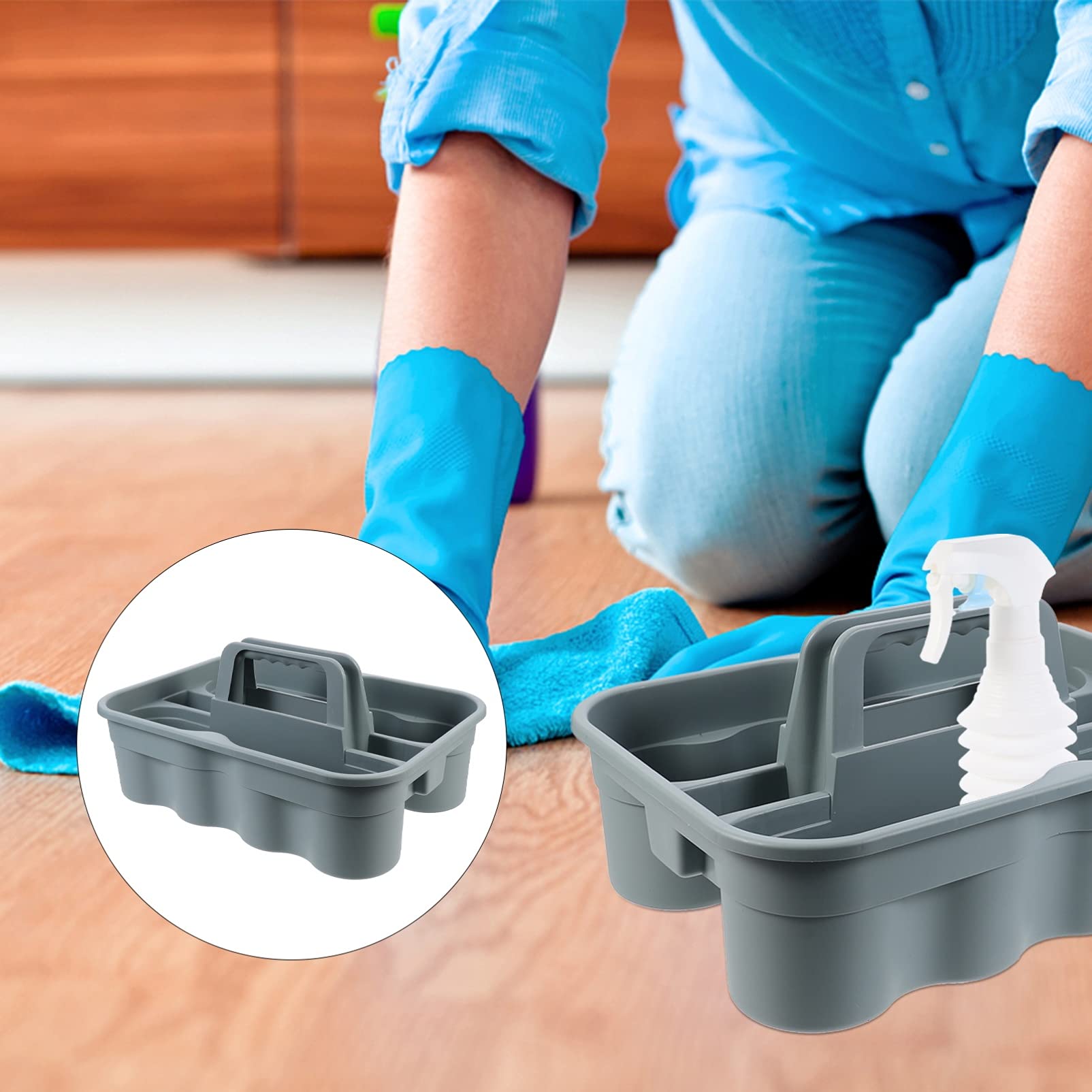 Portable Cleaning Organizer with Handle - 15x11x7 Inch Storage Tote for Home & Office