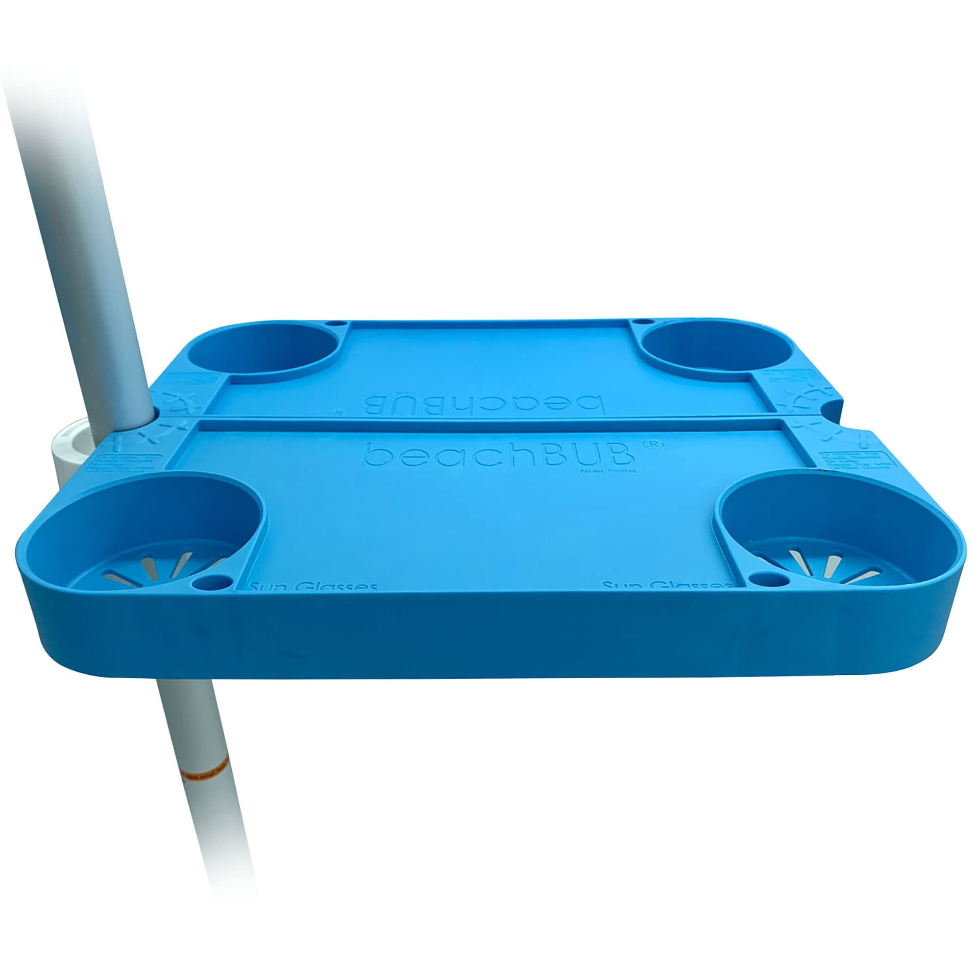 Portable Beach Umbrella Tray Table with 4 Cup Holders - Clip-On Outdoor Side Table for Pool, Patio & Vacation - Perfect for Drinks, Snacks & Sun Protection by the Water