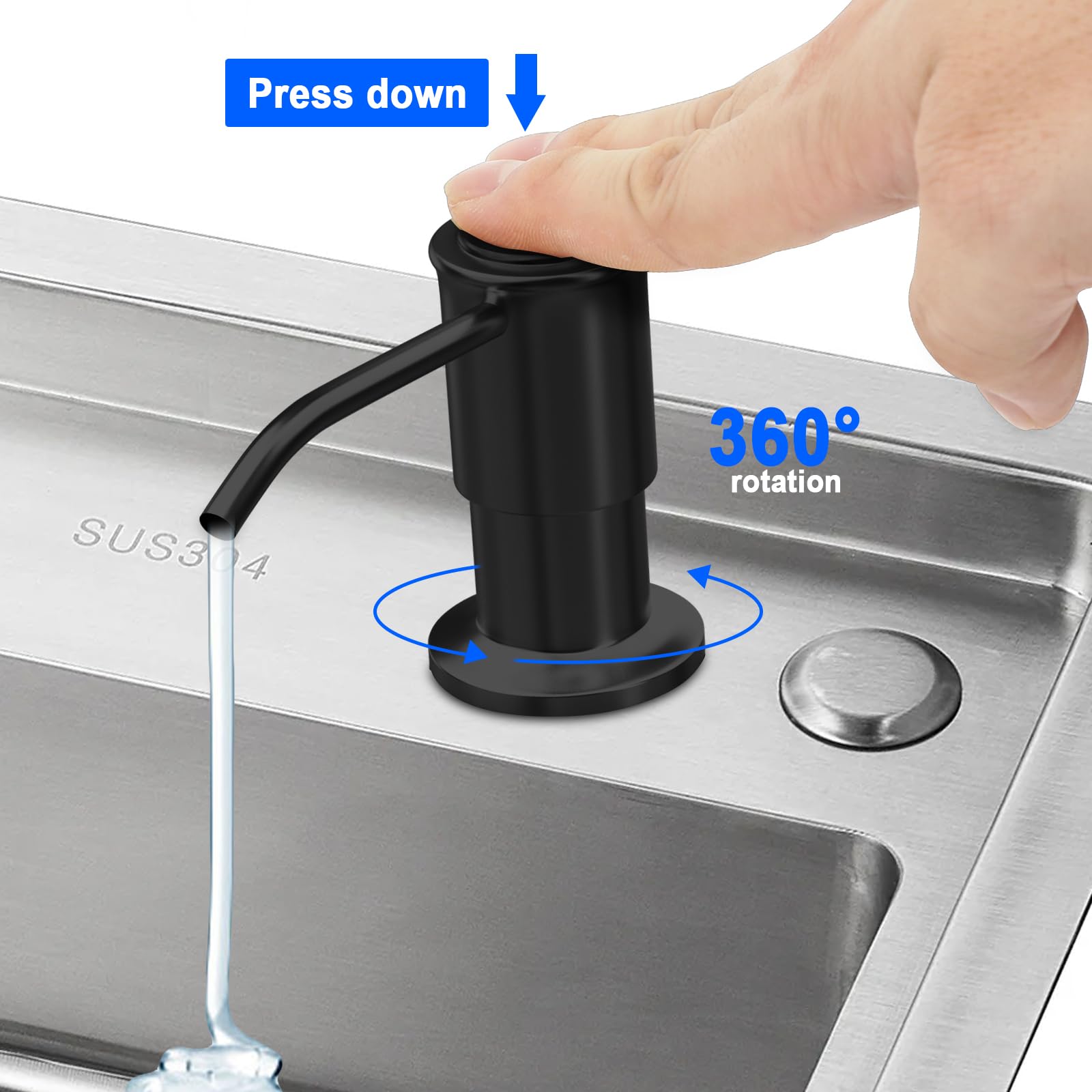 Automatic Soap Dispenser for Kitchen Sink - Wide Pump Head Base with 47