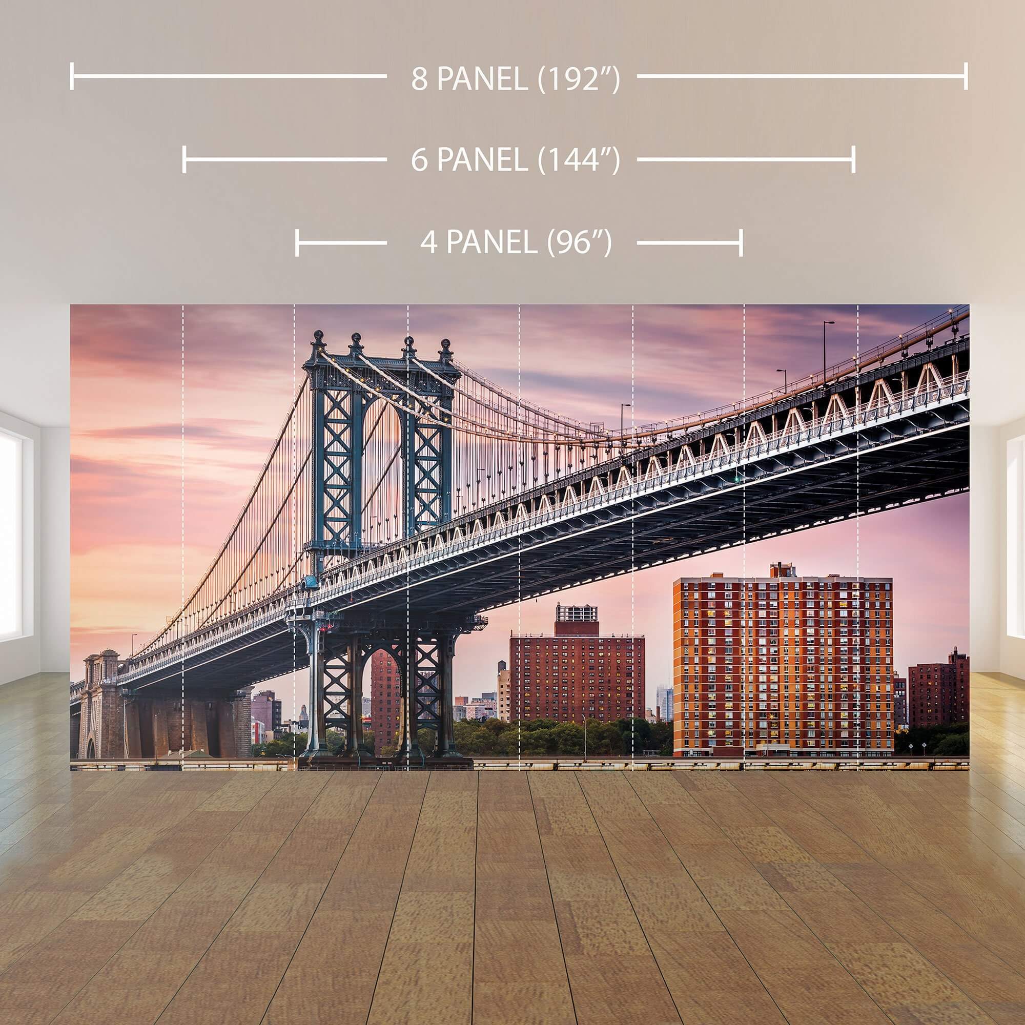 Blue and Purple Bridge Landscape Peel and Stick Removable Wall Mural - Self-Adhesive Wallpaper for Home Decor, Bedroom, Living Room, Office - Easy to Install & Remove