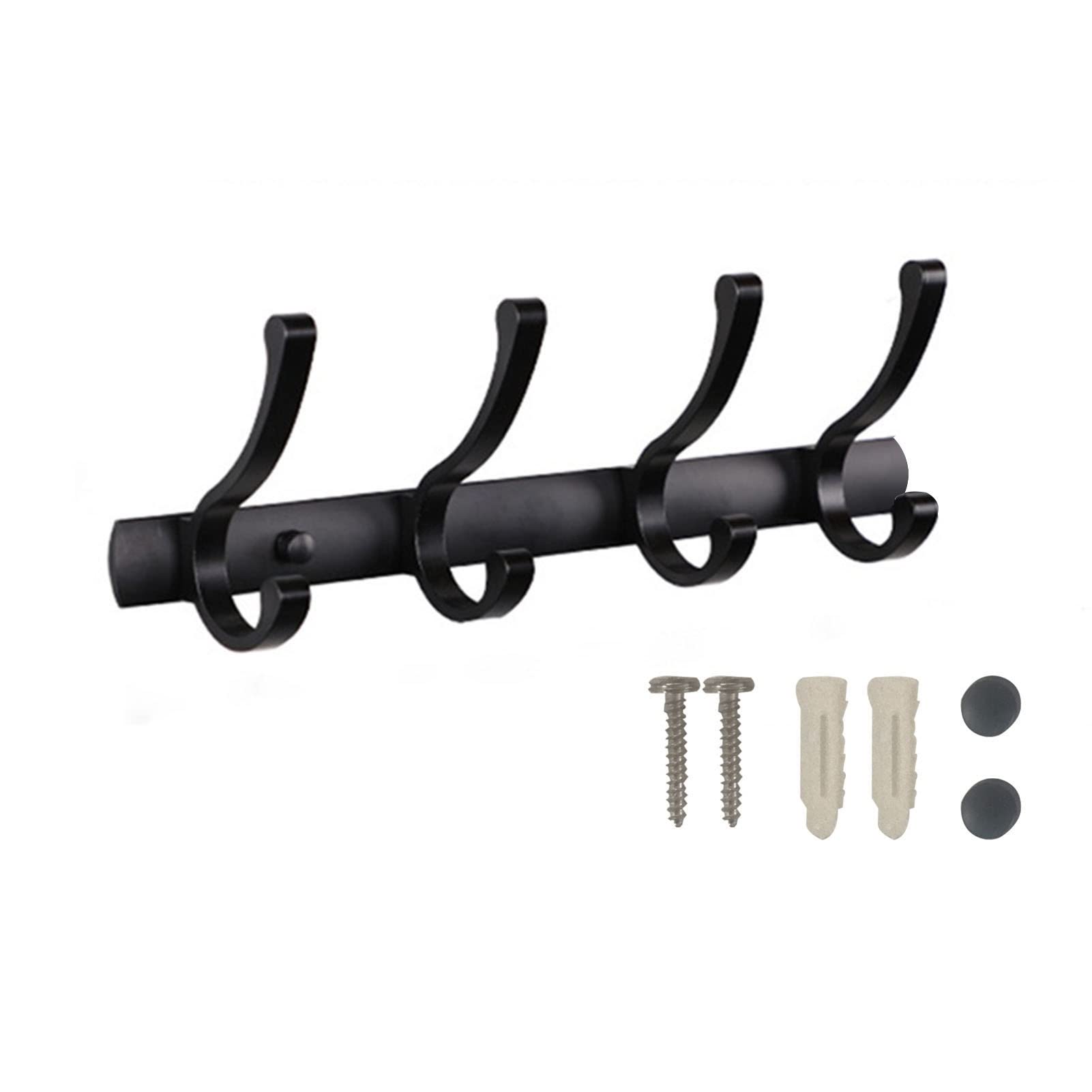 Modern Wall-Mounted Coat Rack with Hooks - Heavy Duty Aluminum Entryway & Bathroom Organizer for Hats, Towels & Accessories - Space Saving Black Storage Solution for Home, Office & Dorm Rooms