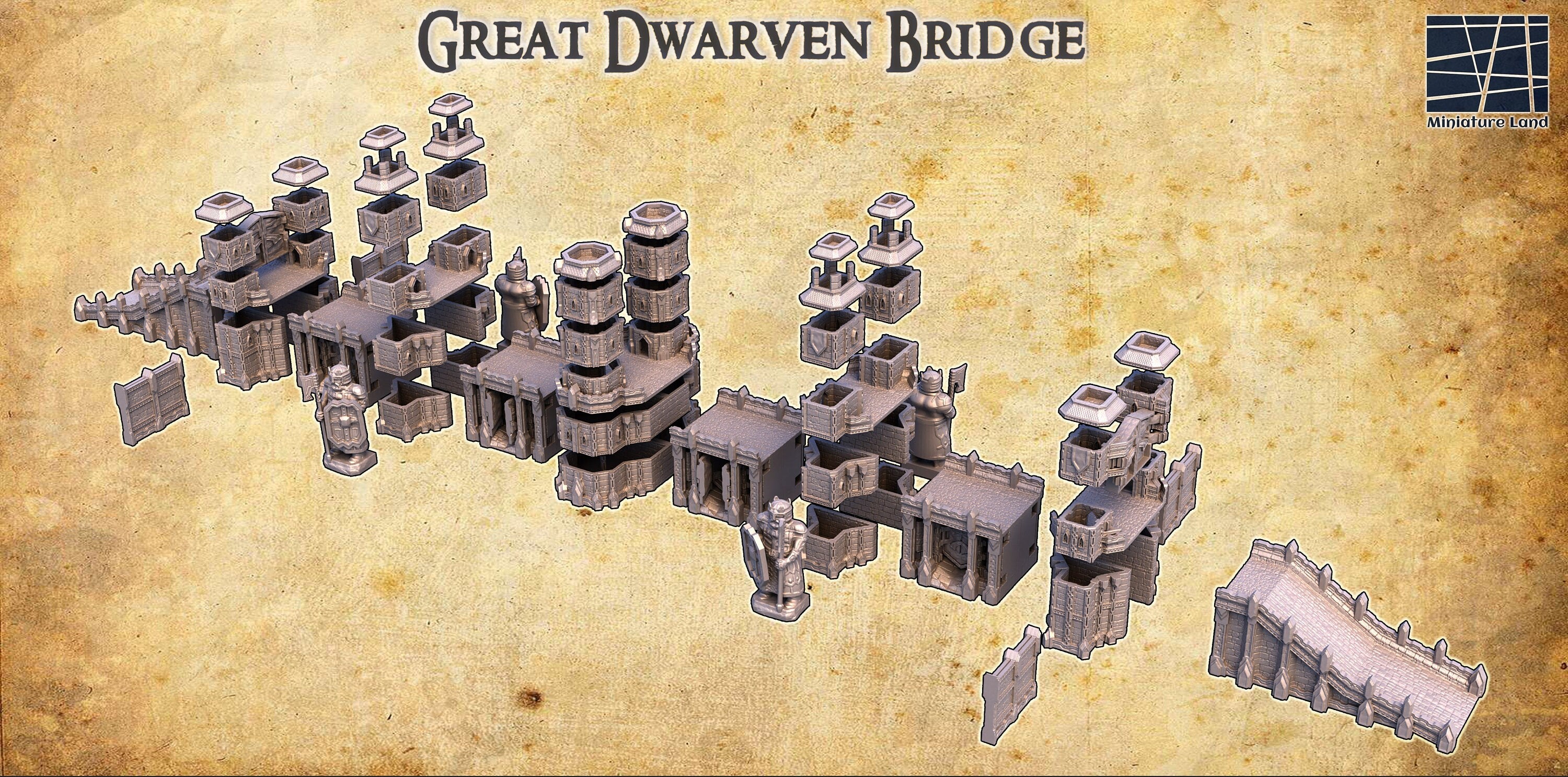 The Great Dwarven Bridge - Premium Fantasy D&D & Tabletop RPG Miniature Terrain for Dungeons & Dragons, Pathfinder, and Wargaming Scenes