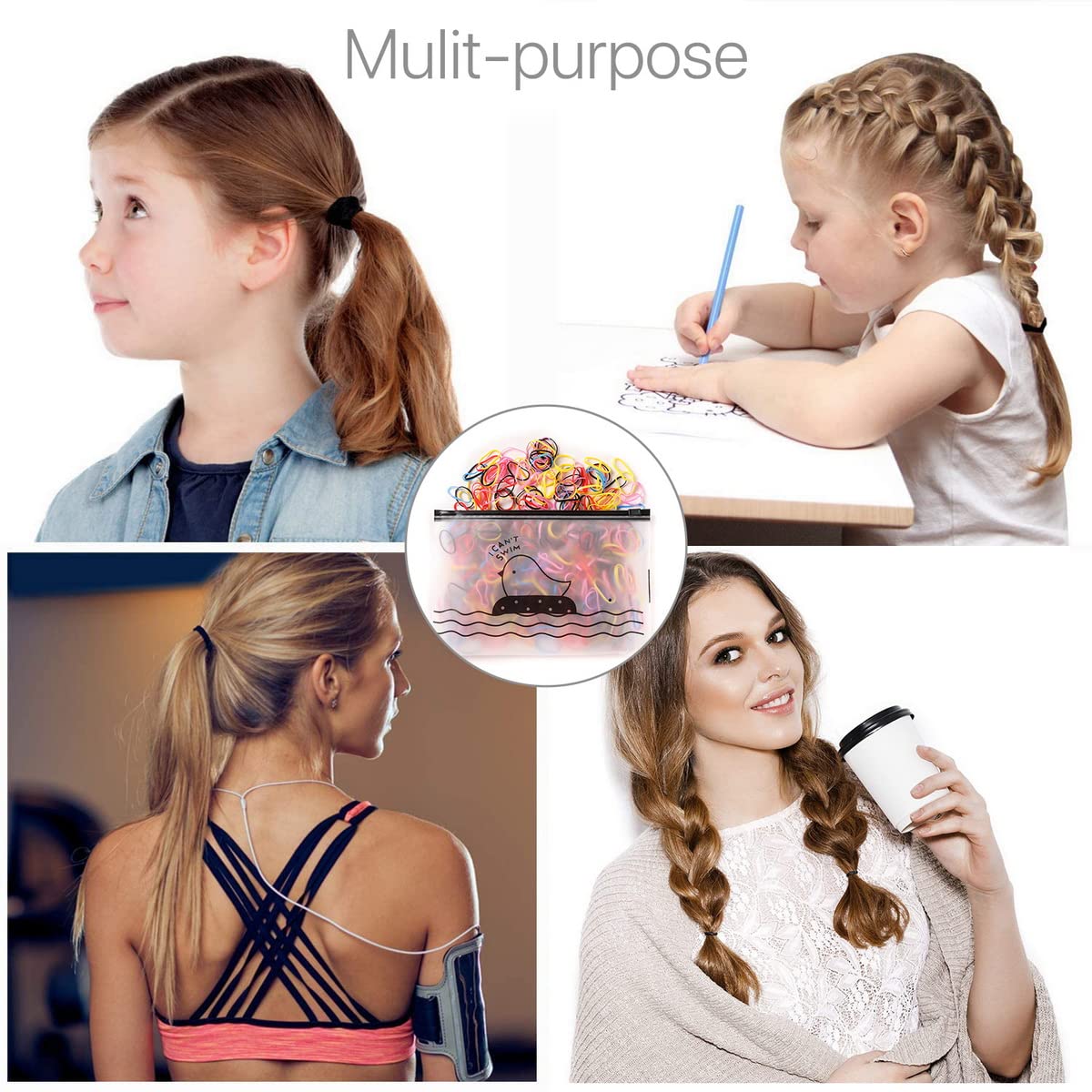 1000PCS Elastic Hair Ties Mini Rubber Bands - Colorful Disposable Hair Bands for Kids, Girls & Adults - Perfect for Braids, Ponytails & Daily Hair Styling