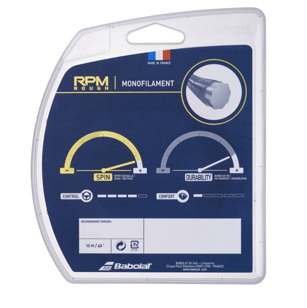 Babolat RPM Rough 16/1.30 Tennis String - Red | High-Performance Polyester String for Spin & Control | Perfect for Competitive Players & Tournament Play
