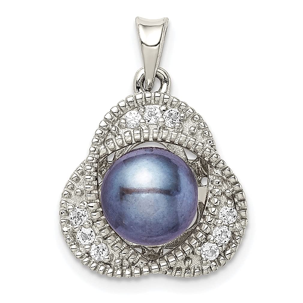 925 Sterling Silver Black Freshwater Pearl & White Topaz Pendant Necklace for Women | Elegant Gemstone Jewelry Gift for Her | Perfect for Weddings, Anniversaries & Special Occasions
