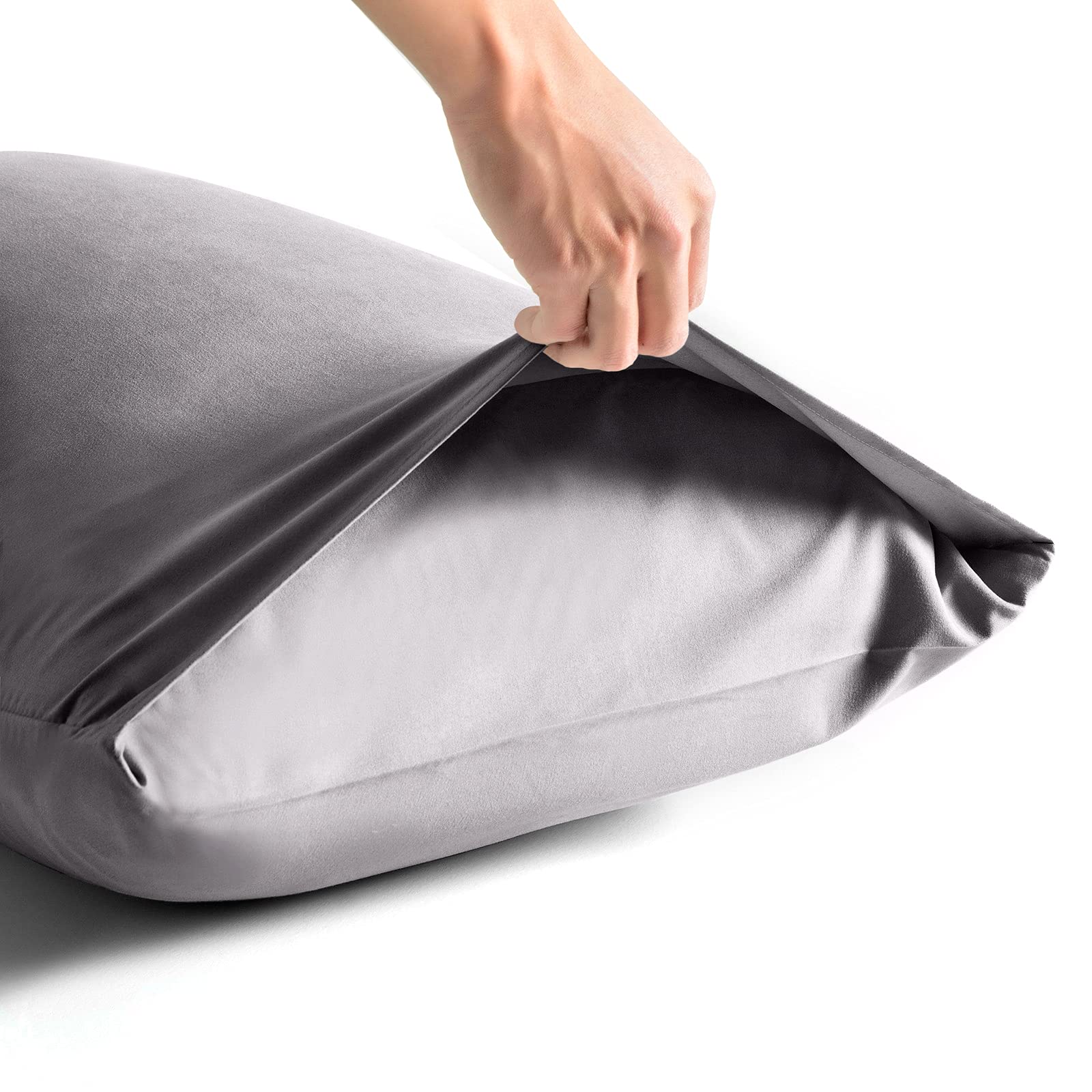 KKJIAF 2 Pack King Size Pillowcases - 1800 Thread Count Microfiber Pillow Covers with Envelope Closure, 20x36 Inches, Ultra Soft & Wrinkle Resistant (Dark Grey) - Perfect for Bedroom, Hotel, Travel & Home Decor