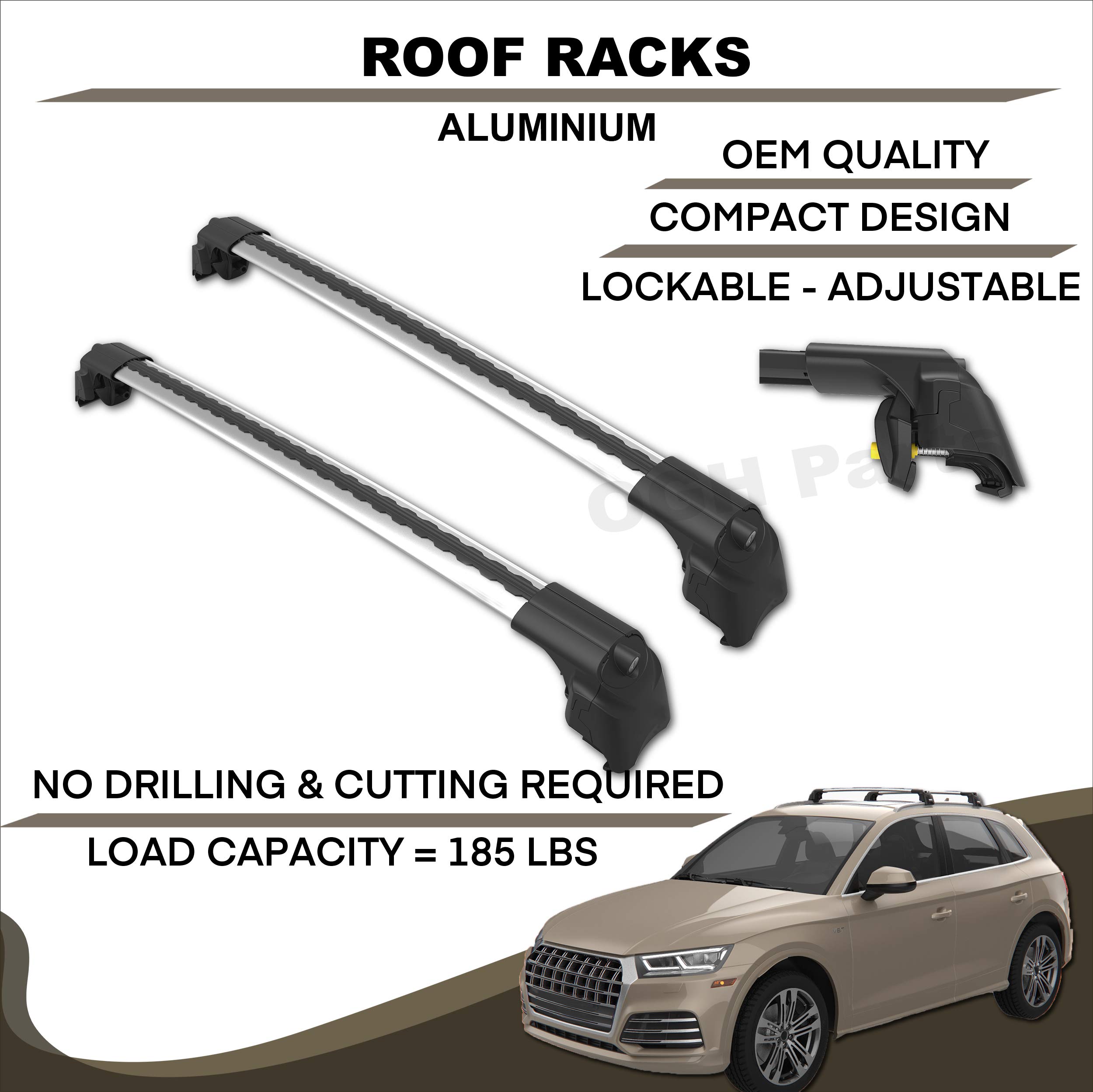 Compatible Replacement Lockable Aluminum Roof Rack Cross Bars for Mini Cooper Countryman (2011-2016) | Durable & Secure Cargo Carrier for Outdoor Adventures, Camping & Road Trips