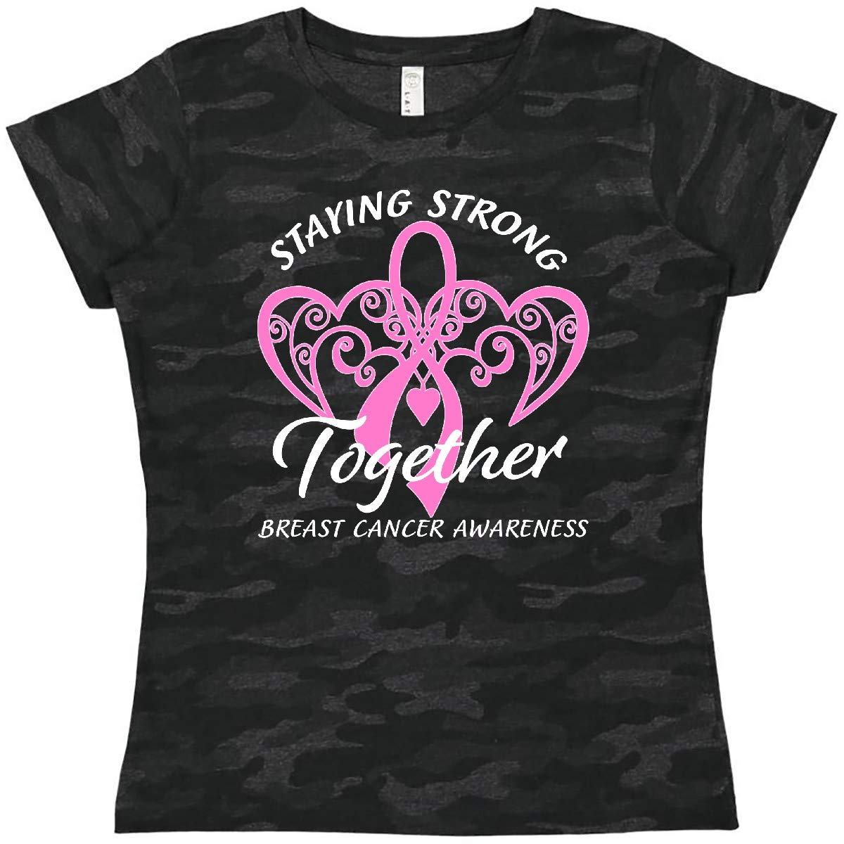 Staying Strong Together with Pink Breast Cancer Ribbon Women's T-Shirt - Supportive & Comfortable Cotton Tee for Breast Cancer Awareness, Fundraisers & Everyday Wear
