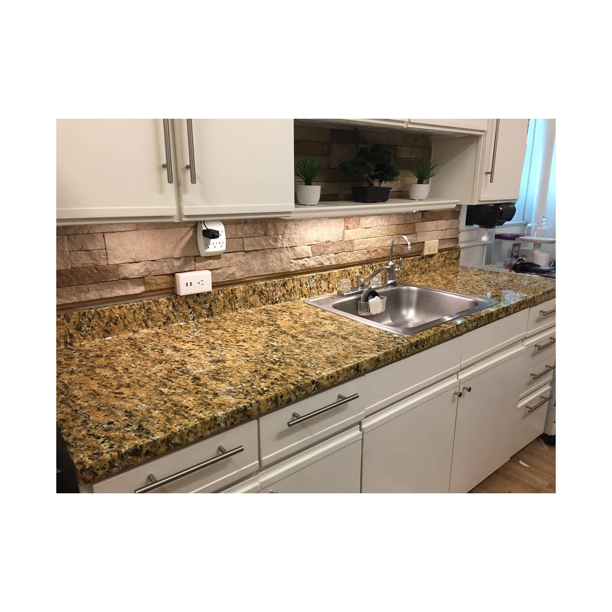 EZ FAUX DECOR Granite Peel & Stick Countertop Film - Waterproof Heat-Resistant Self-Adhesive Vinyl for Kitchen Countertops, Cabinets, Tables (36