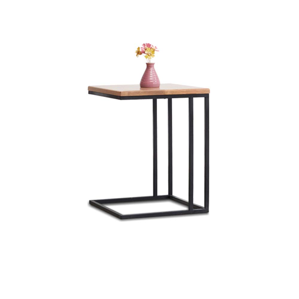 HUO Industrial Side Table - Mobile Snack Table for Coffee, Laptop & Tablet | Wood Look Accent Furniture with Metal Frame | Perfect for Living Room, Bedroom & Office Use