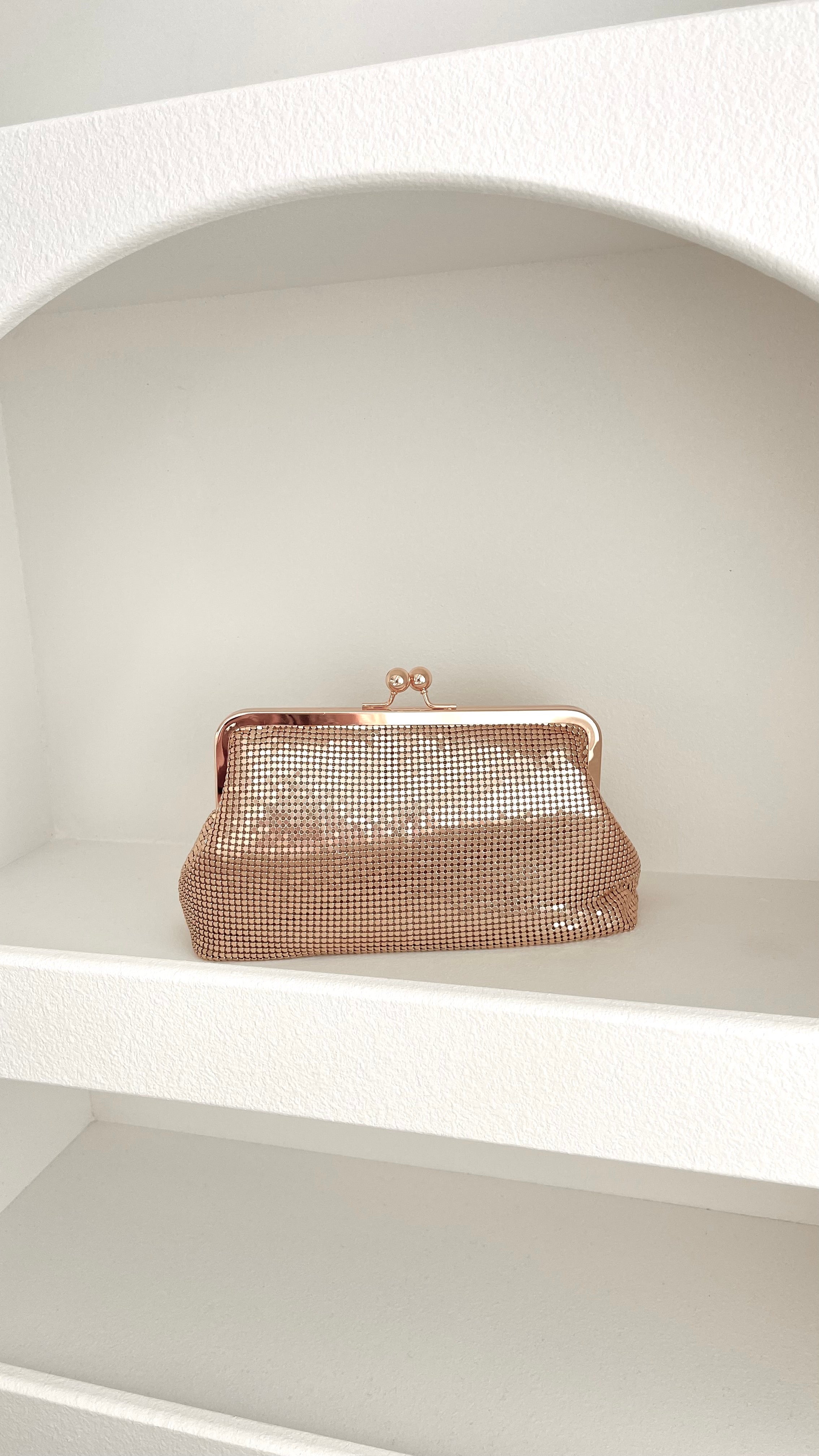 Liberty Mesh Clip Top Event Bag - Gold | Secure & Stylish Crossbody Purse for Concerts, Festivals & Outdoor Activities
