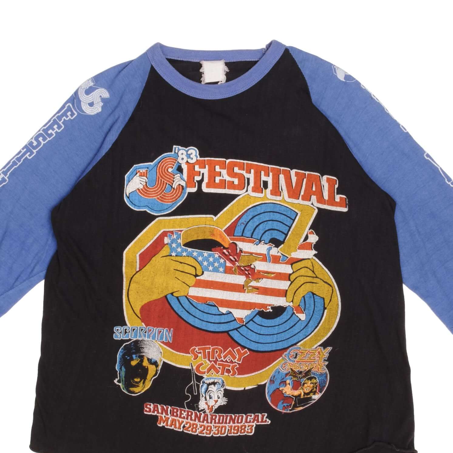 Vintage Bootleg US Festival Half Sleeve T-Shirt 1983 - Large Size, Made in USA - Retro Music Festival Tee for Concerts & Vintage Fashion Collectors