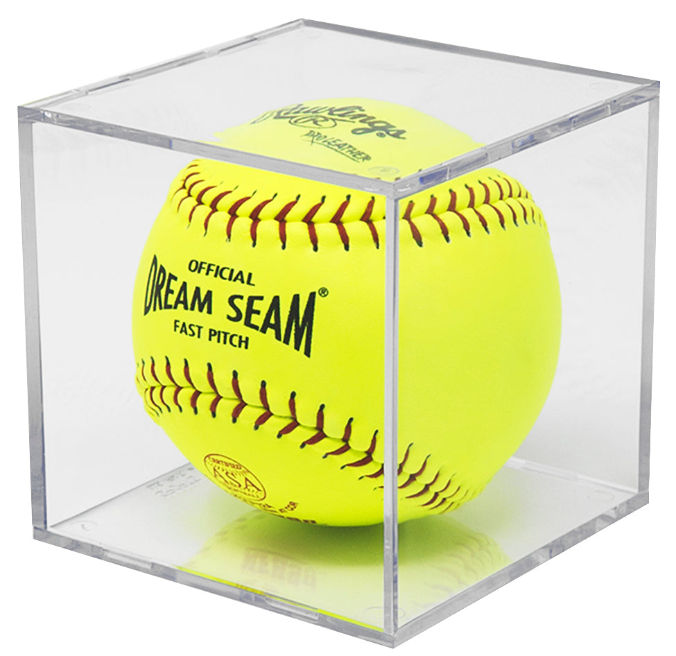 Premium Clear Square Two-Piece Softball Display Case - Perfect for Showcasing Game Balls, Collectibles & Memorabilia in Home, Office or Trophy Rooms