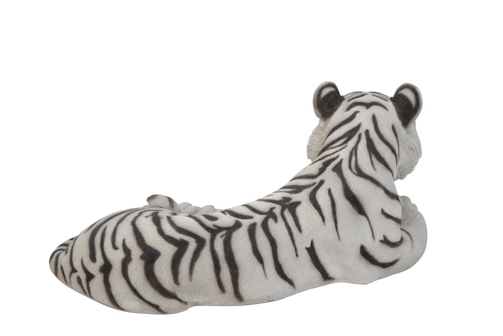 Hi-Line Gift Ltd White Tiger Statue - Elegant Lying Down Tiger Sculpture for Home Decor, Office Desk, or Garden Accent