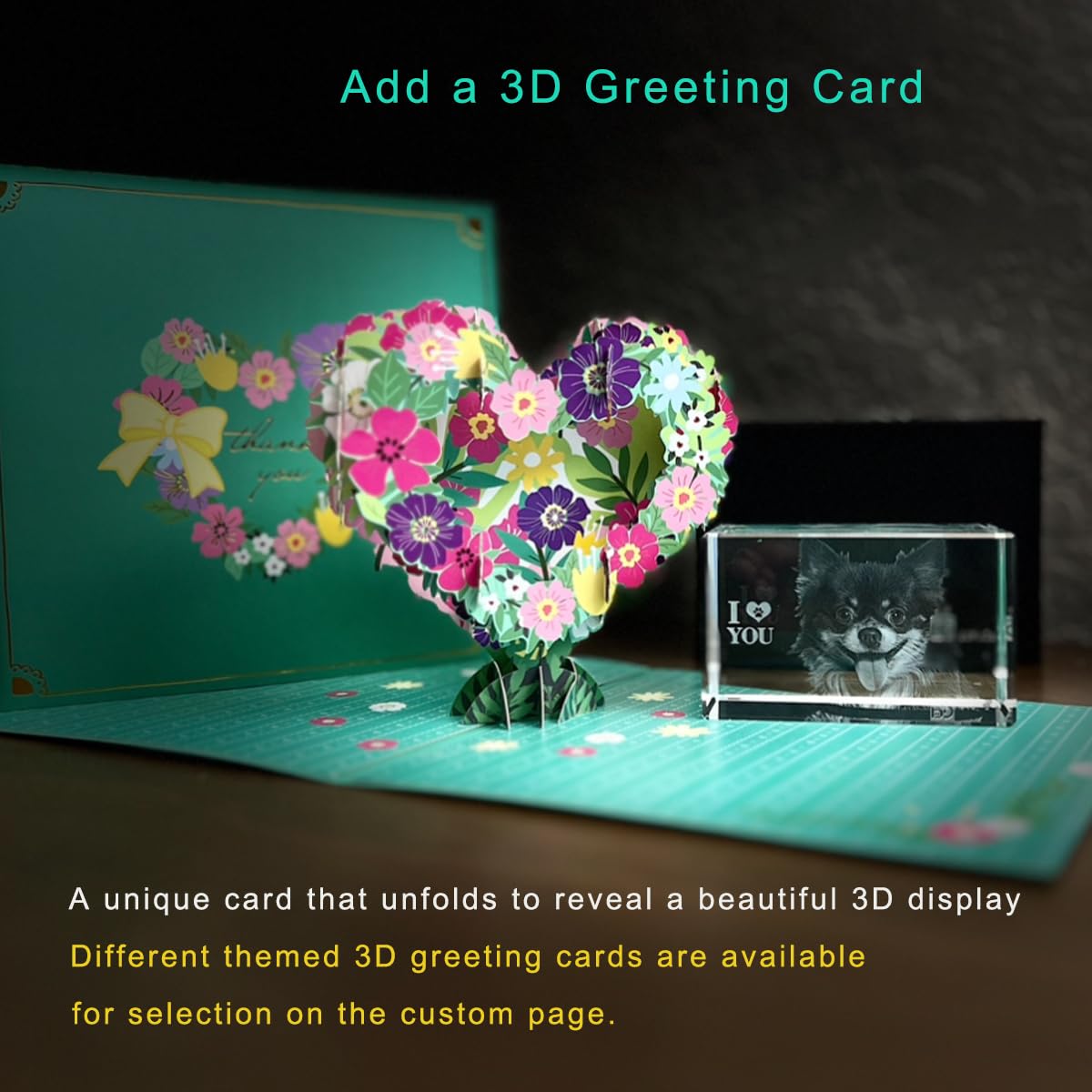3DPIXDANCE Custom 3D Crystal Photo Engraved Gift - Personalized Anniversary, Birthday, Wedding Keepsake - Memorial, Mother's Day & Father's Day Present for Couples, Mom, Dad (Medium, Iceberg Design) - Perfect for Home Decor, Office Display & Special Occasion Gifts